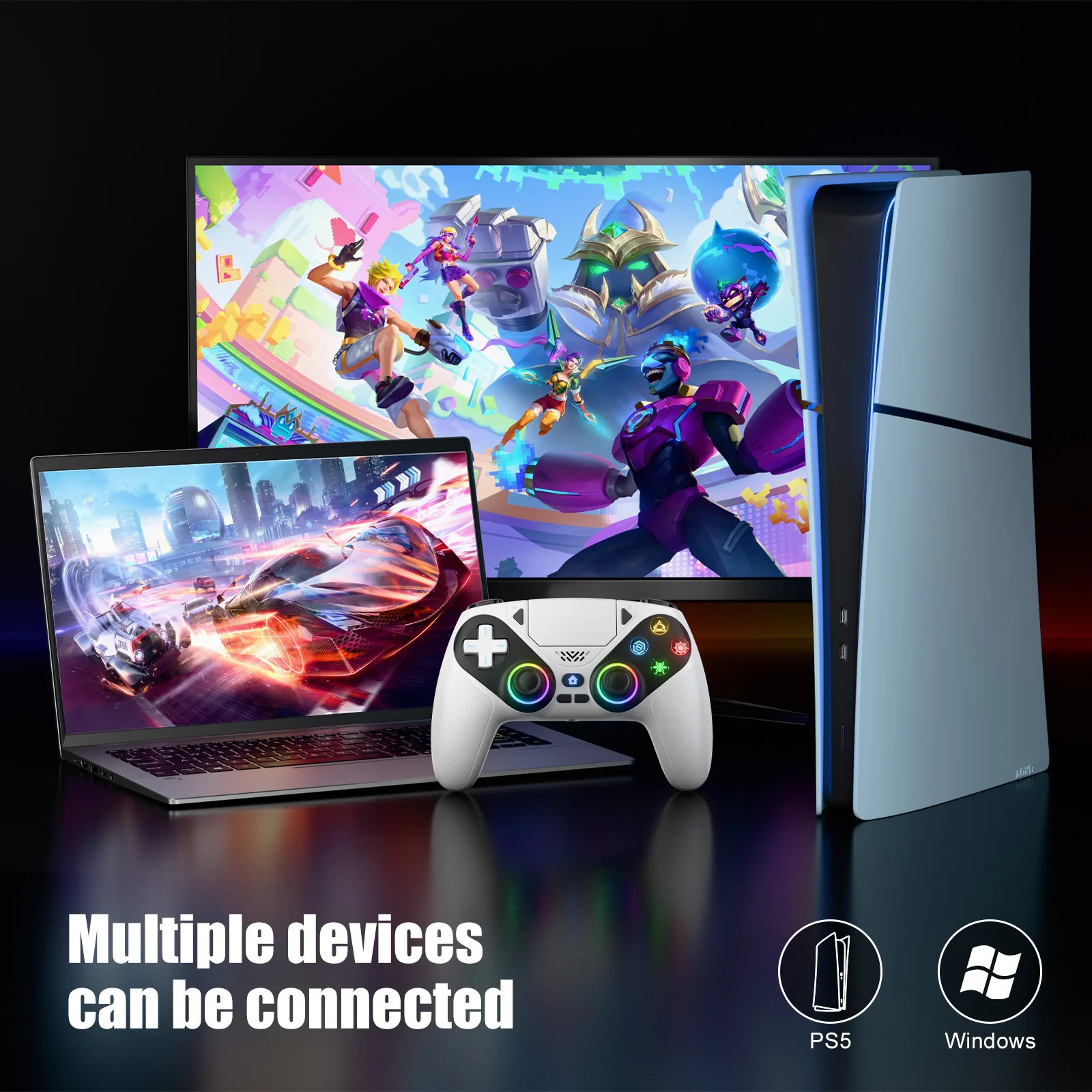 Wireless Gamepad Hall Effect Trigger RGB Turbo Vibration Programmable Button Joy