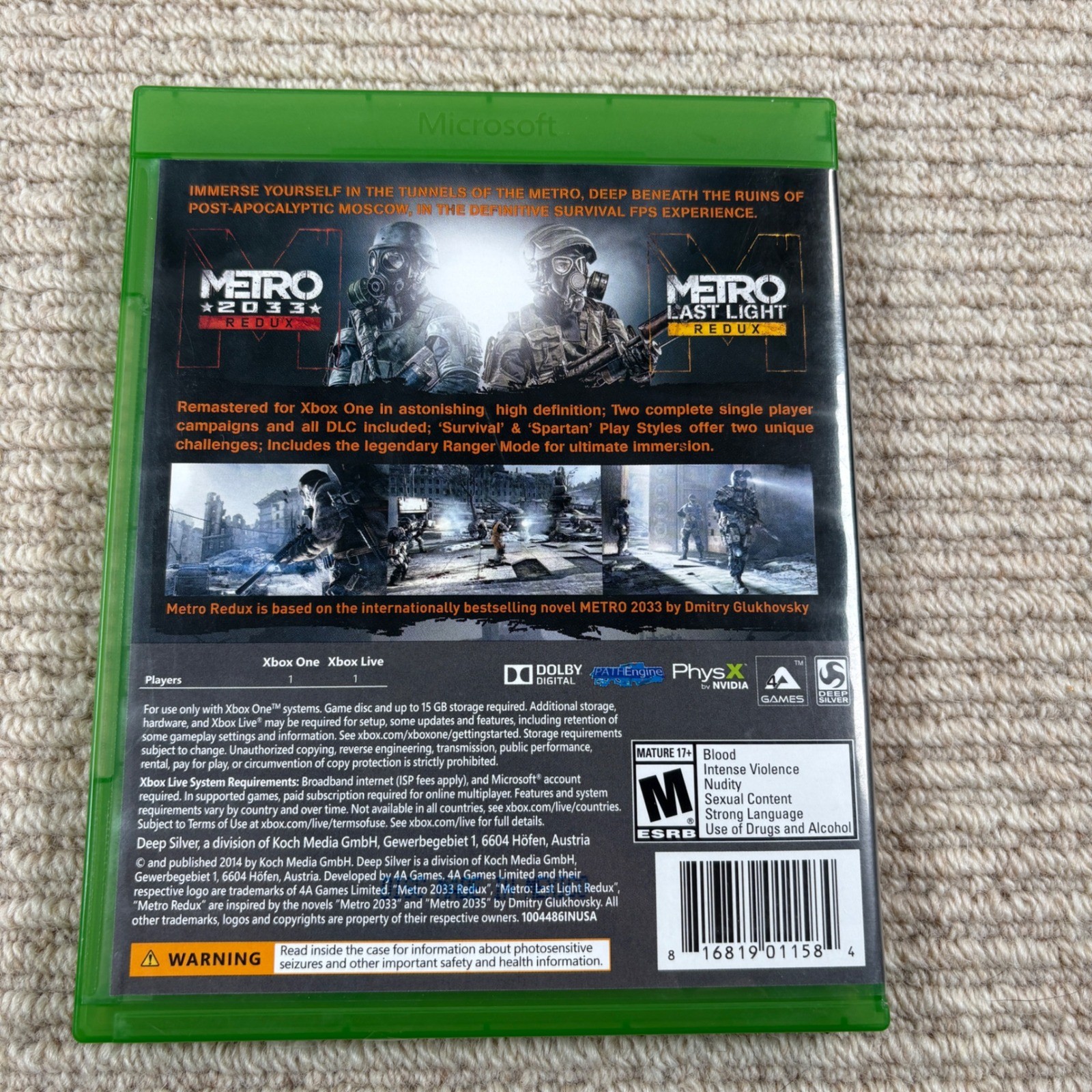 Deep Silver Metro Redux Xbox One Games Post-Apocalyptic Survival Horror FPS