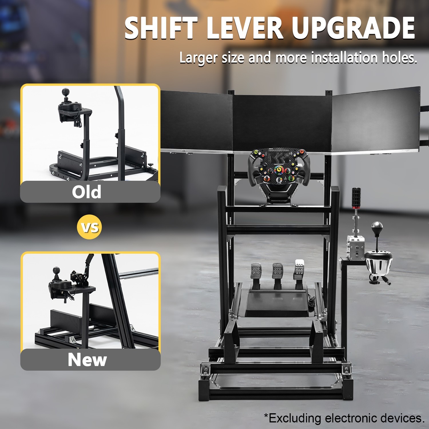 Marada Sim Racing Cockpit Stand with Monitor Bracket Fit Logitech G29 G920 G923