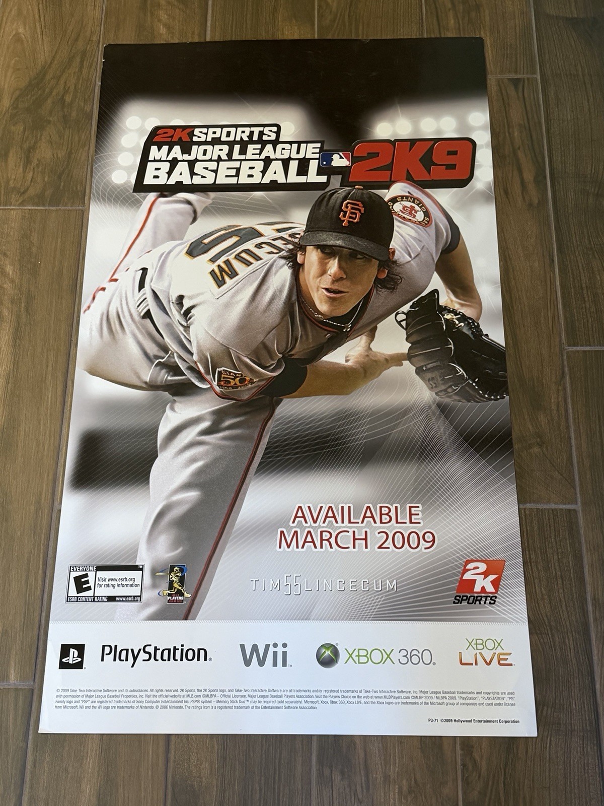 MLB Baseball 2K9 Video Game Hollywood Entertainment Promo Poster (21” X 36”)