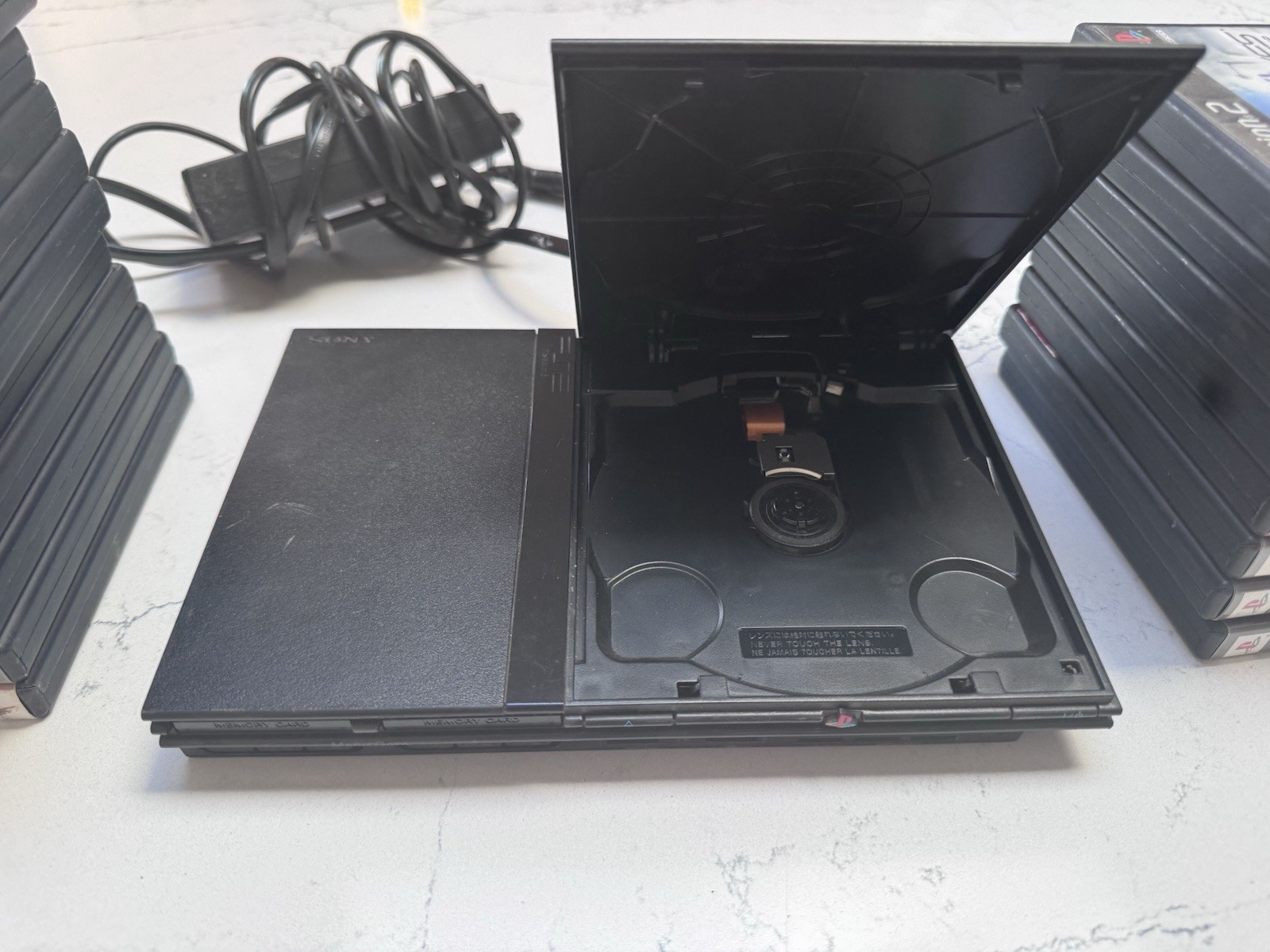BIG LOT: Sony PlayStation 2 PS2 Slim Console Bundle -2 Memory Cards- 17 Games+++