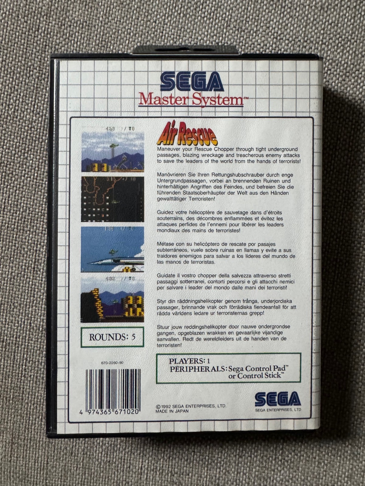 Master System AIR RESCUE Game Boxed PAL REGION FREE (Works on US Consoles)