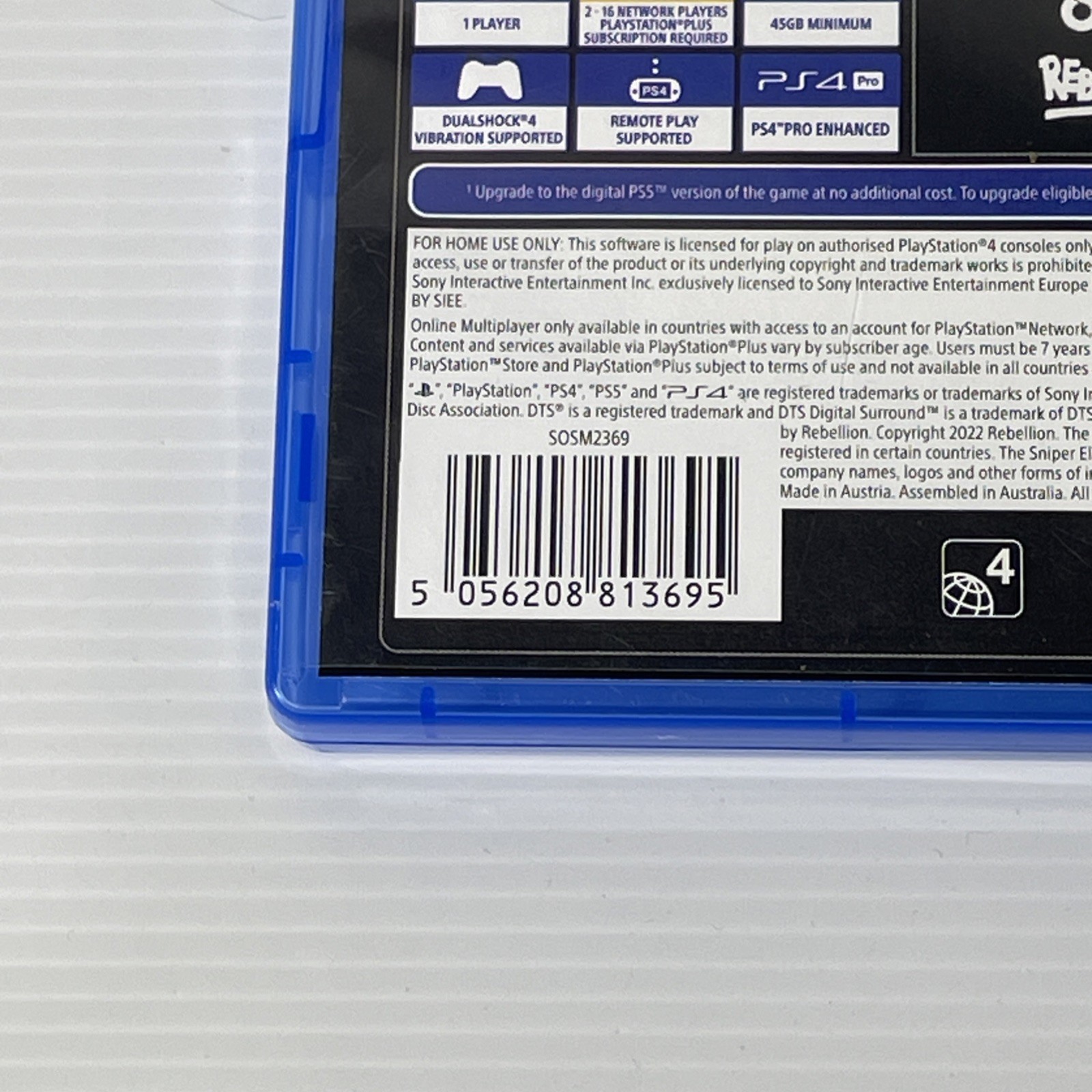Sniper Elite 5 PS4 Playstation 4 Game PAL Version AU PS5 Upgrade Available VGC