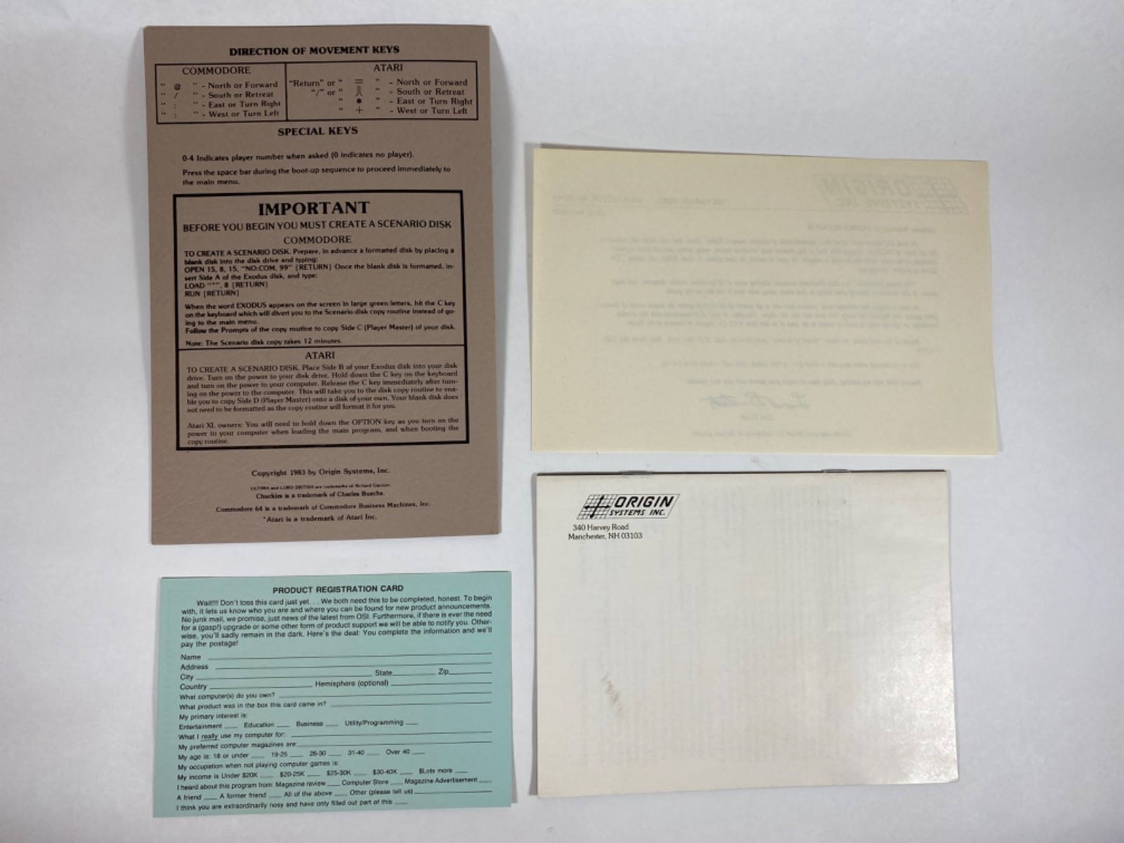 Ultima III Exodus Atari 800 XL XE COMPLETE Cloth Map Origin Systems Lord British