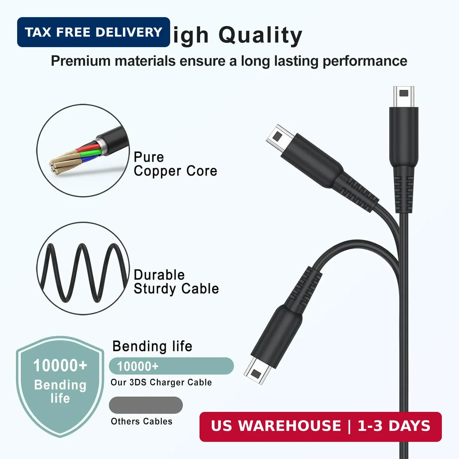 Vancle 2 Pack USB C Charging Cable Adapter for Nintendo New 3DS XL/New 3DS/3DS X