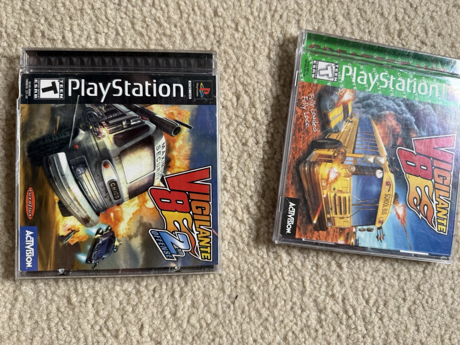 Vigilante 8 2nd Offense & Vigilante 8 PS1 – Complete CIB + Reg Card