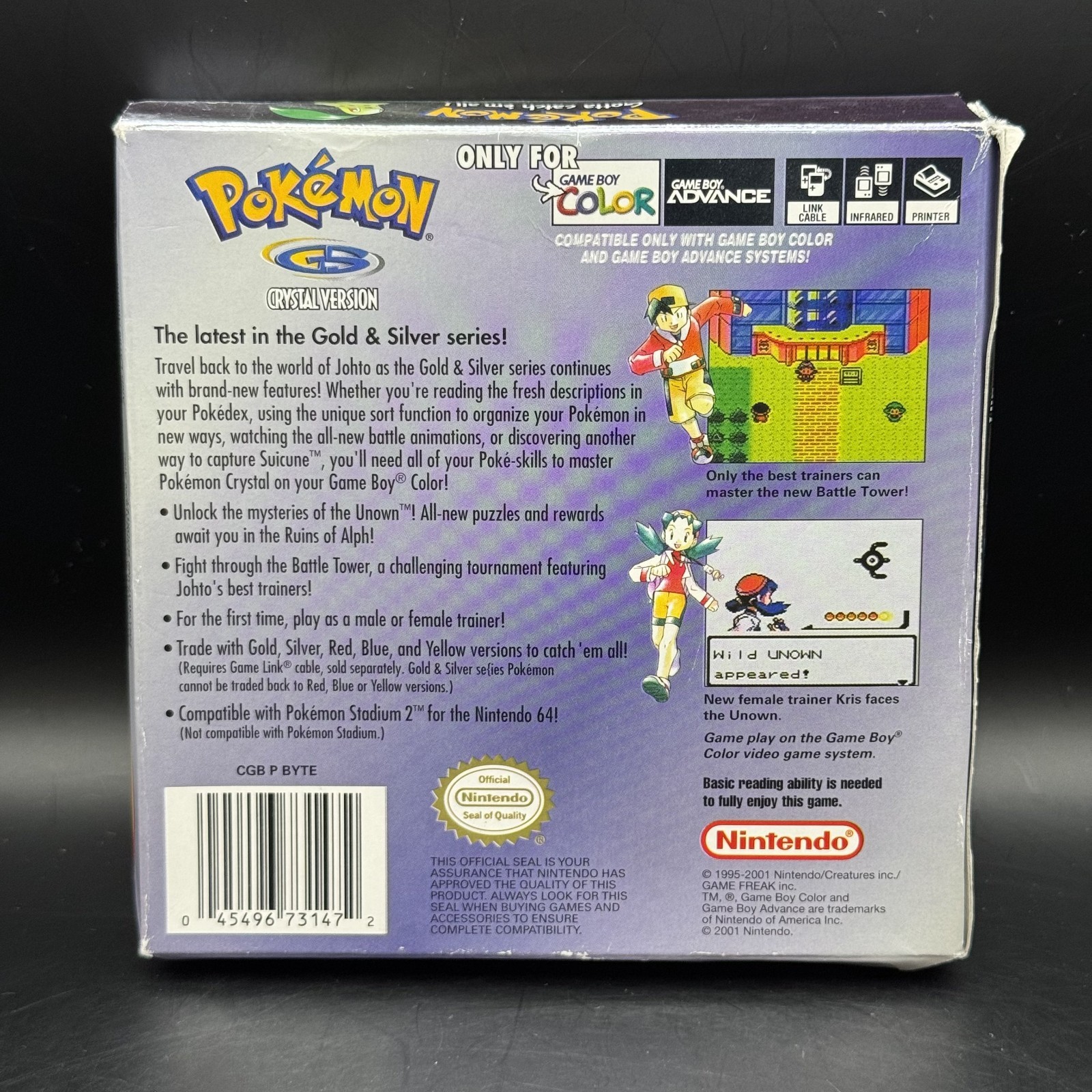 Pokemon Crystal Version (Gameboy Color, 2001) COMPLETE IN BOX (CIB) Tested!