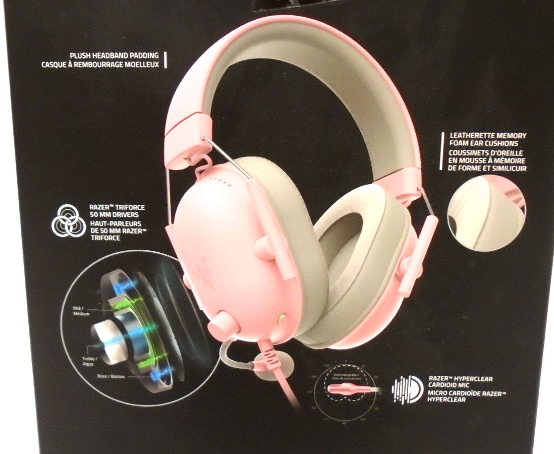 Razer BlackShark V2 X Multi-Platform Wired Gaming Pink Headset Volume Control