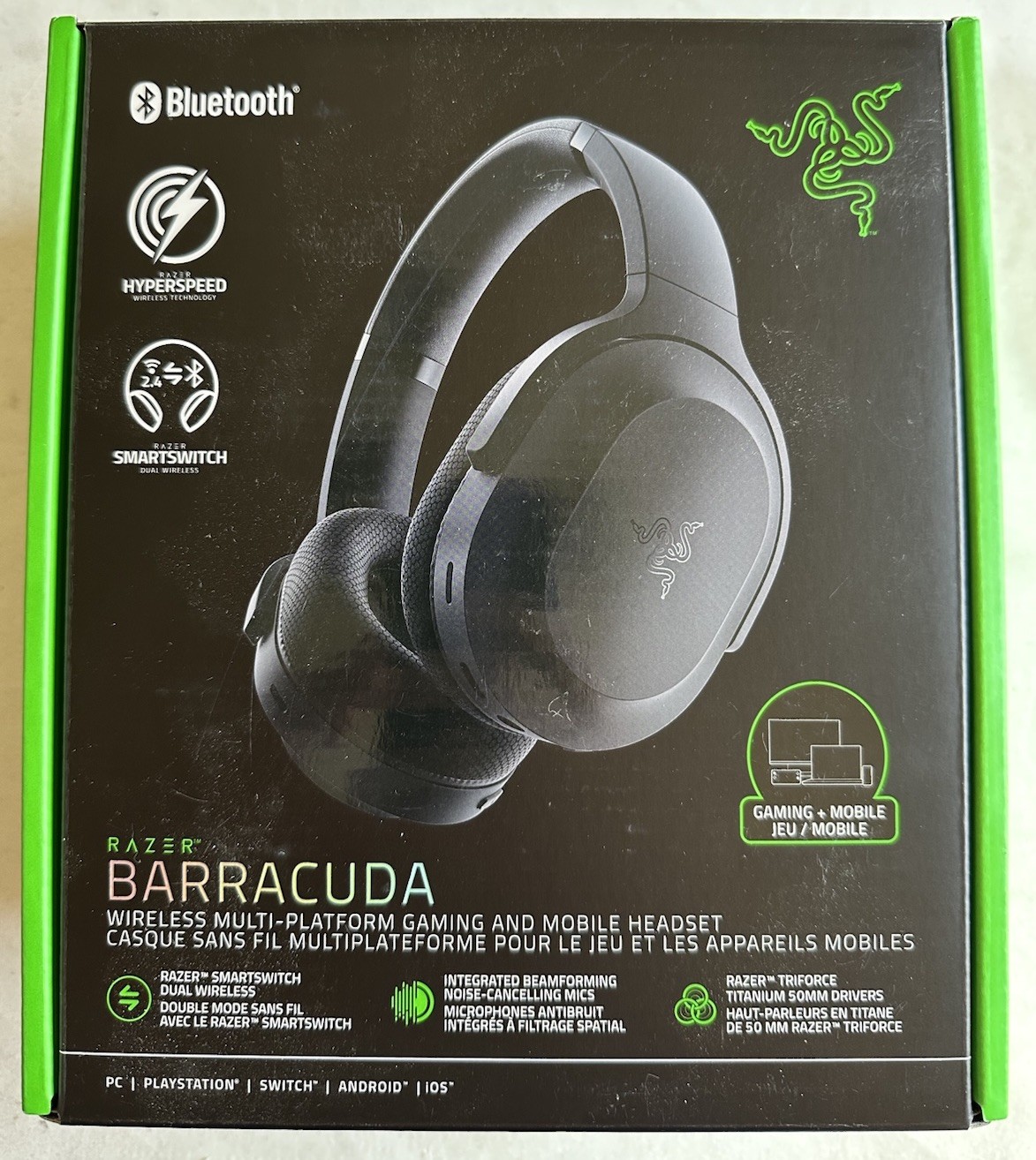 Razer Barracuda Wireless Gaming & Mobile Headset Black Bluetooth NO DONGLE