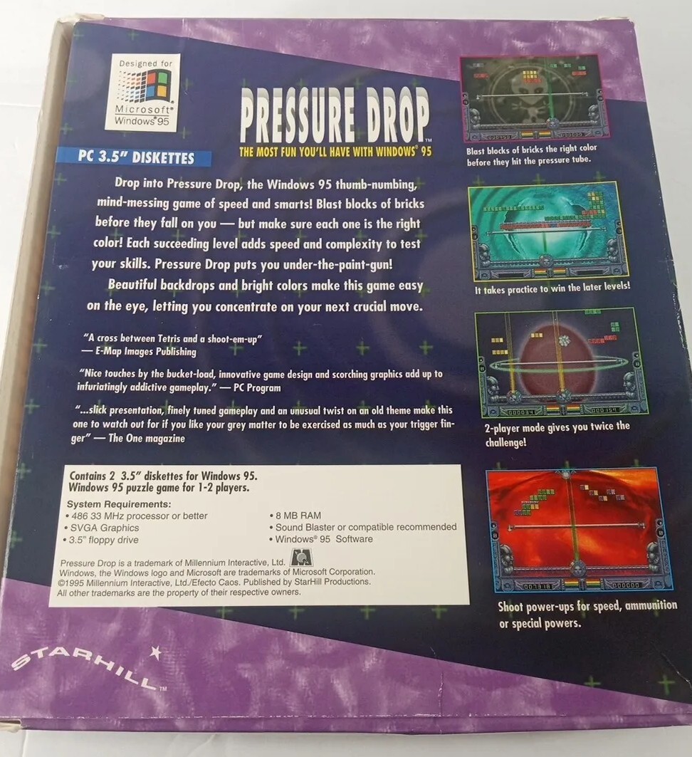 Pressure Drop Windows PC Vintage 1995 3.5″ Disks