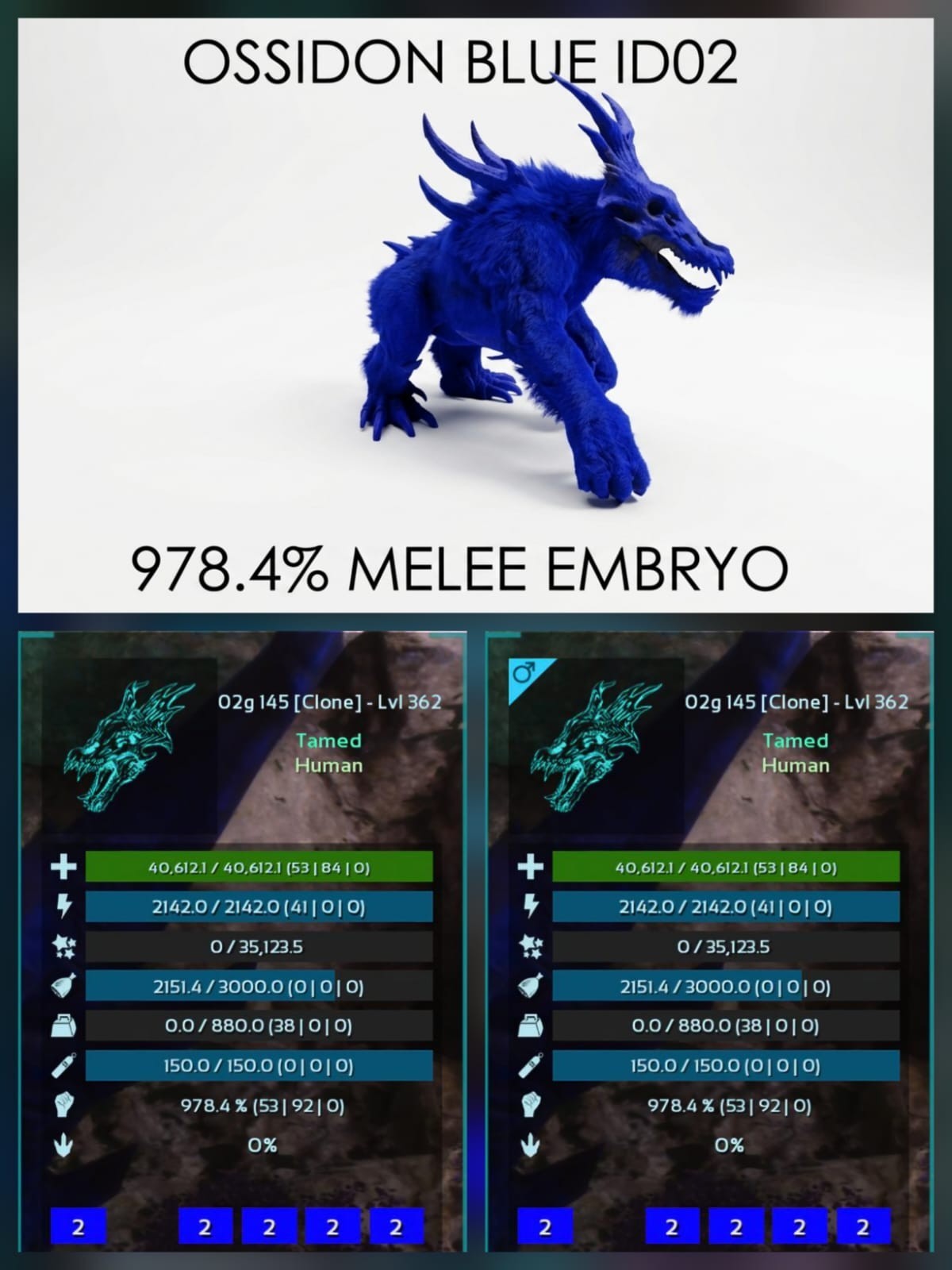 OSSIDON Top Stats Embryo Pair Ark Survival Ascended PVE Official Crossplay