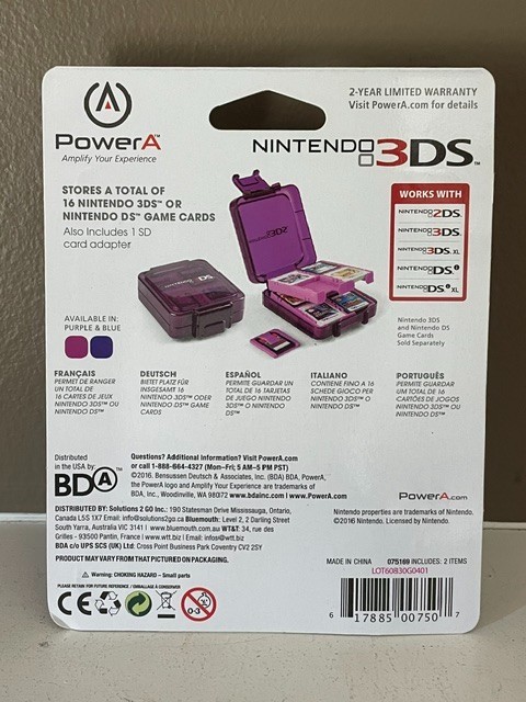 NINTENDO DS/2DS/3DS GAME CASE – Holds 16 Games – Purple – NEW!! FREE SHIP!!