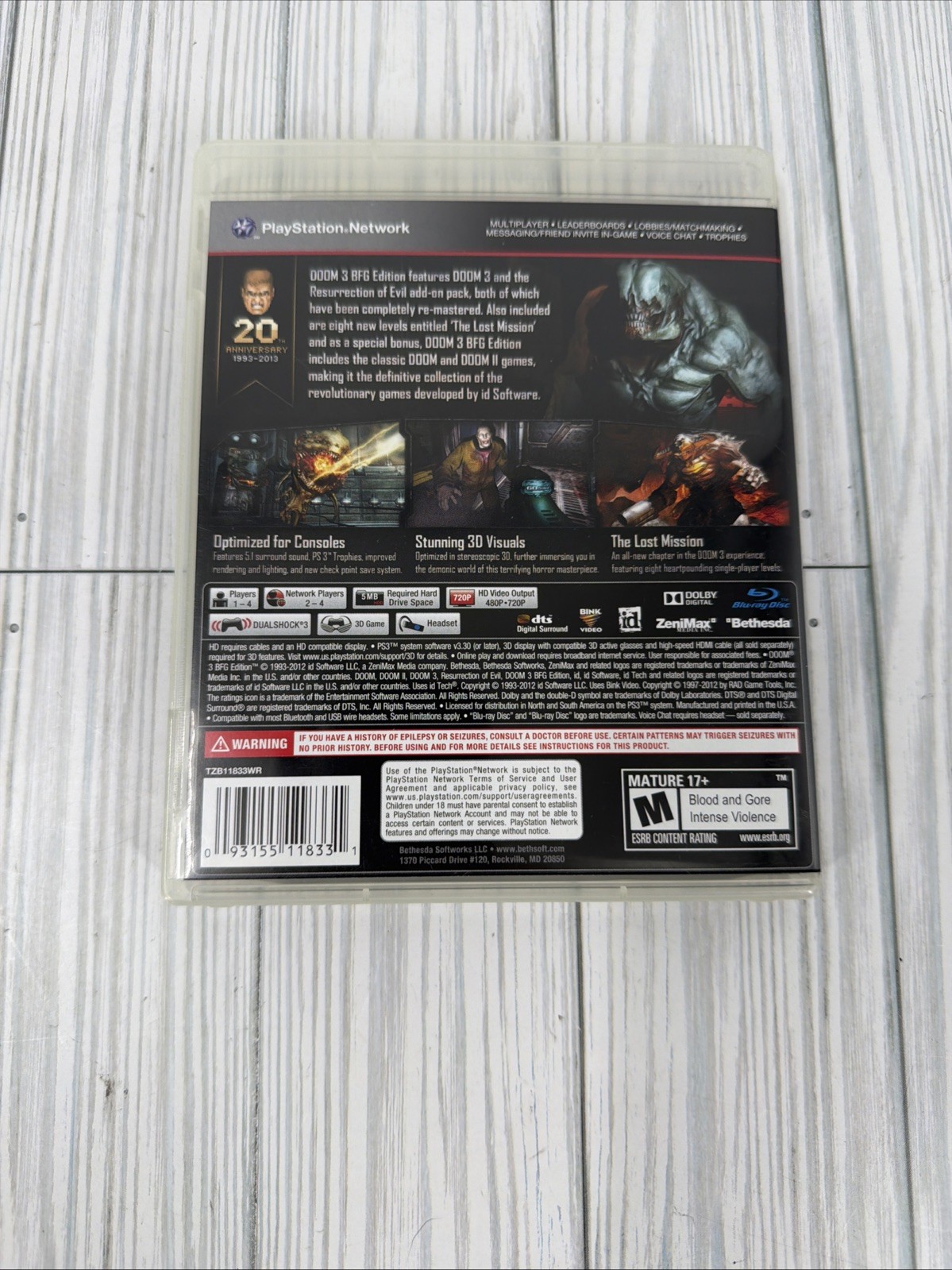 Doom 3: BFG Edition / PlayStation 3 PS3 / CIB / Clean / Tested / Read