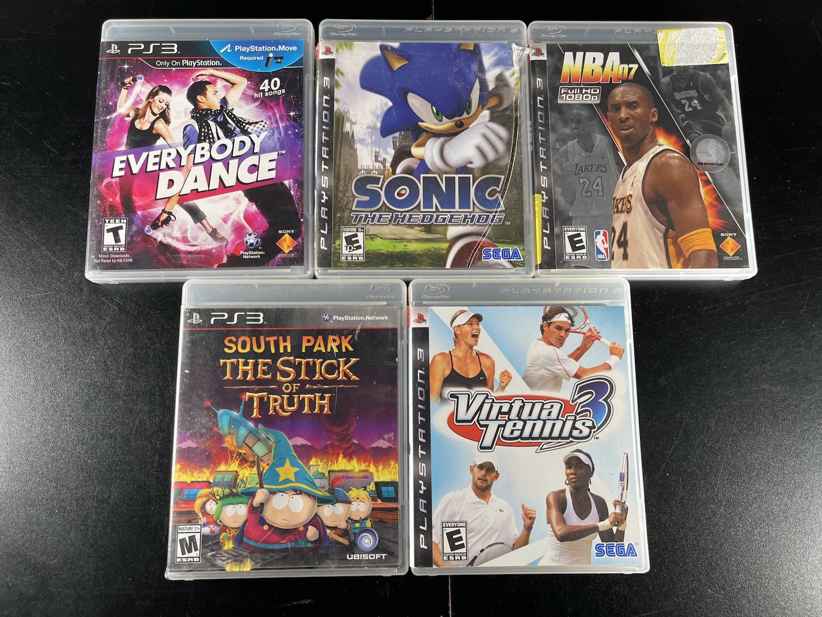 PS3 Game Lot x 5 South Park Tennis NBA 07 Sonic Everybody Dance