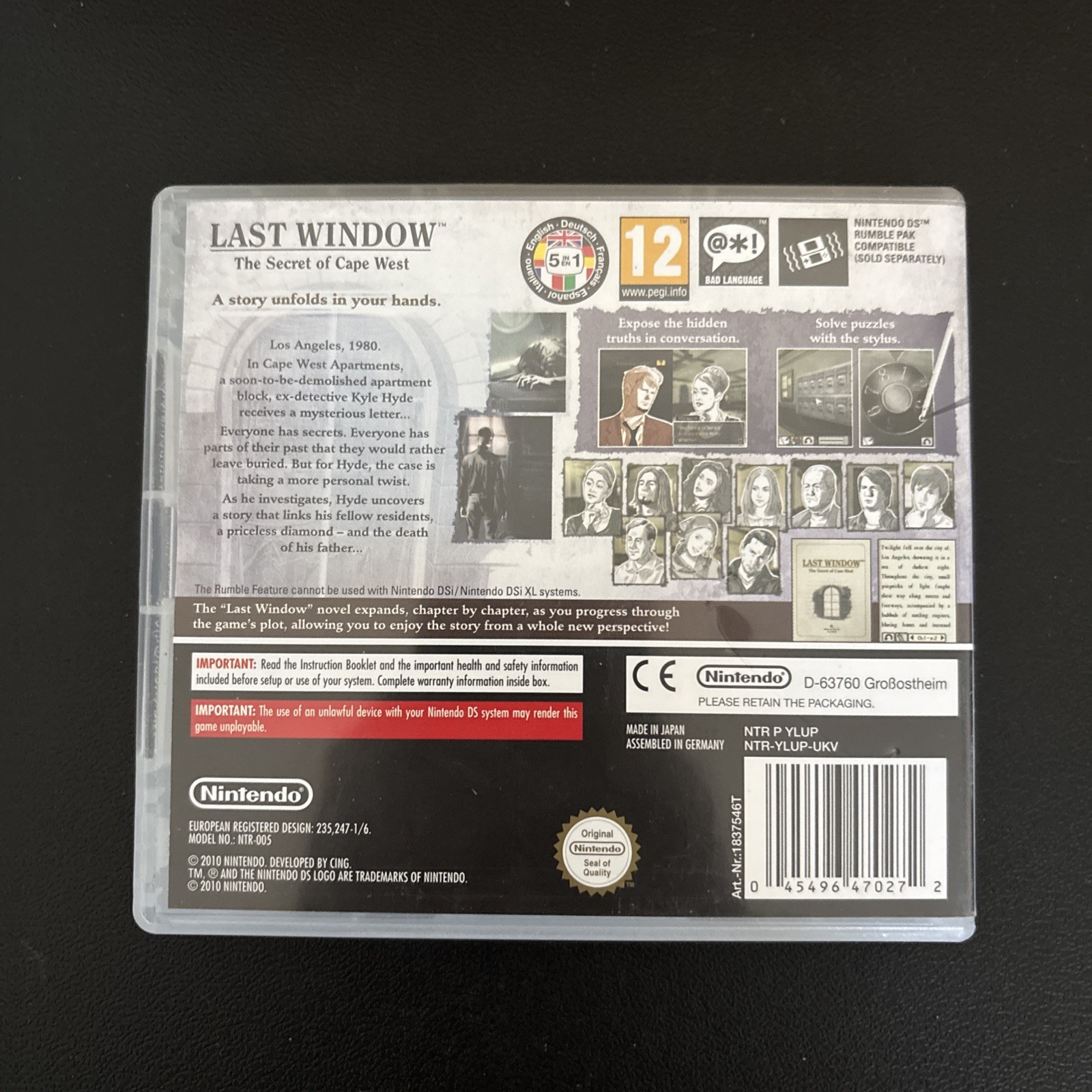 The Last Window: The Secret of Cape West – NintendoDS English, Region-Free
