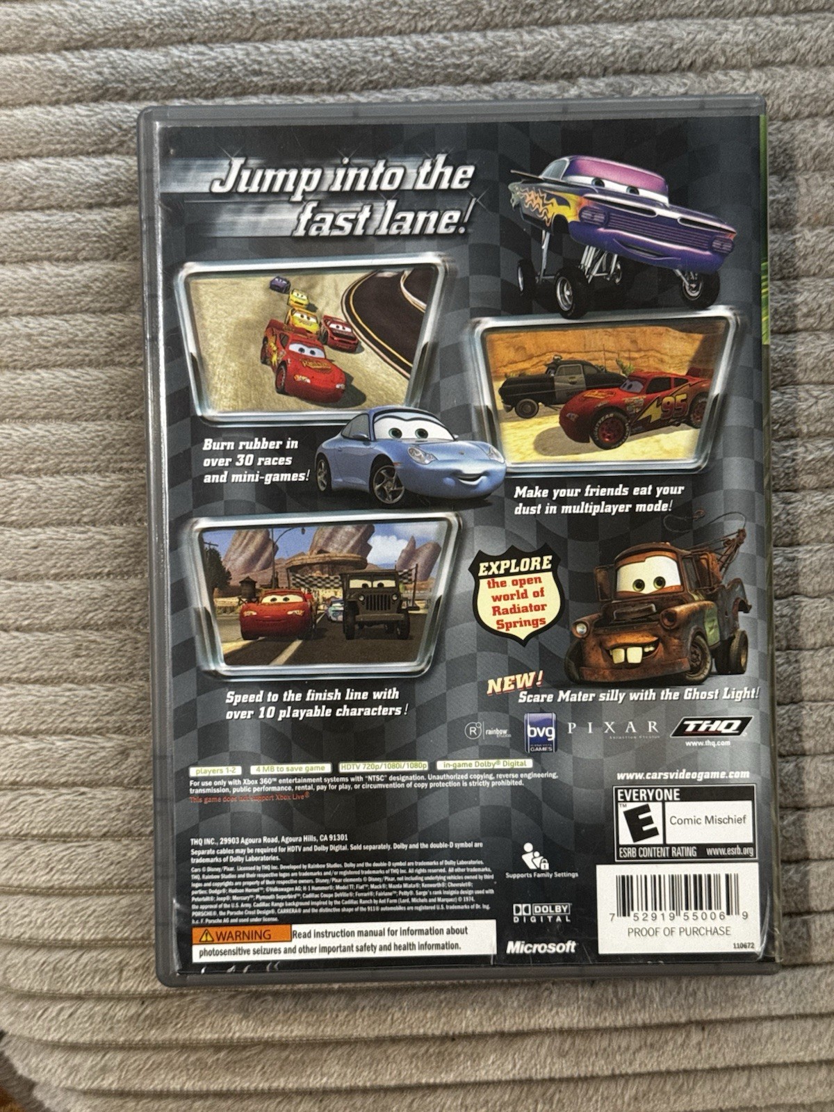Disney Cars Xbox 360 CIB Complete Family Hits Case Manual Disc