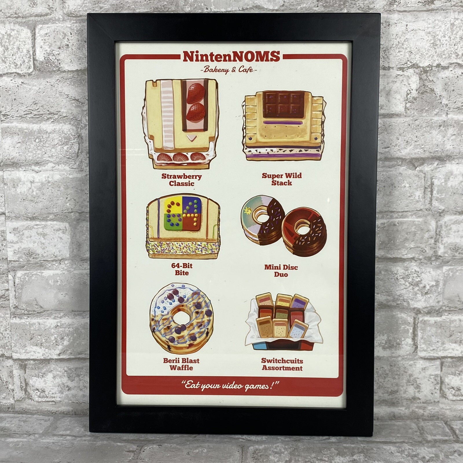 Rare Kirby’s Warpster Drive-in And NintenNoms Cafe Promo Poster Page Framed Art