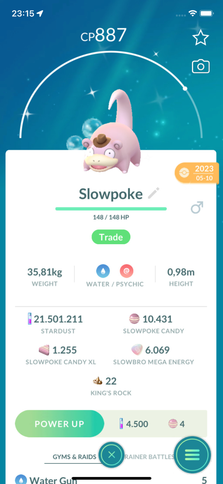 ✨Pokemon | SHINY Slowpoke wearing a (cowboy) hat | Registered 20k Dust ONLY✨