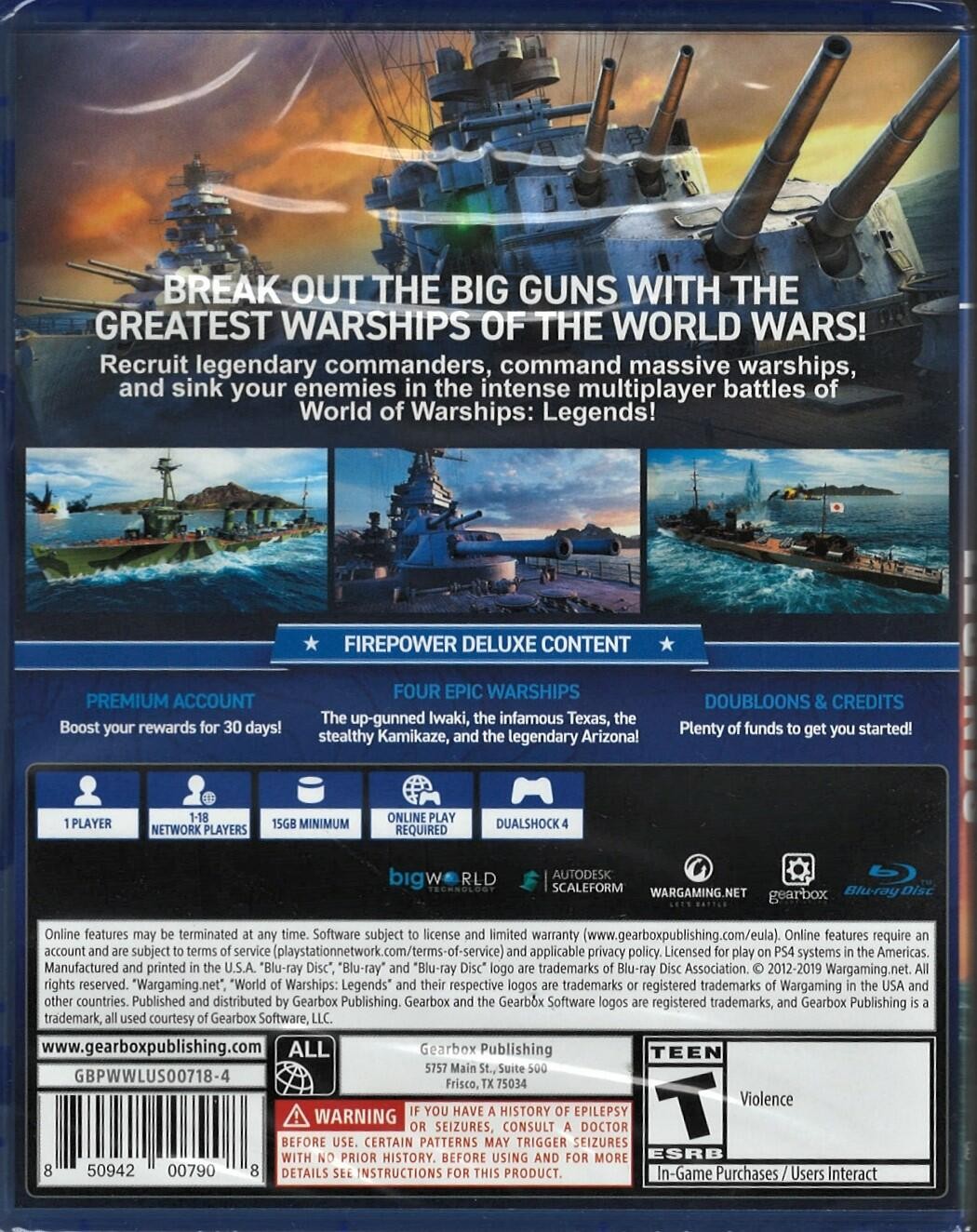 World Of Warships: Legends Firepower Deluxe Edition PS4 (Brand New Factory Seale