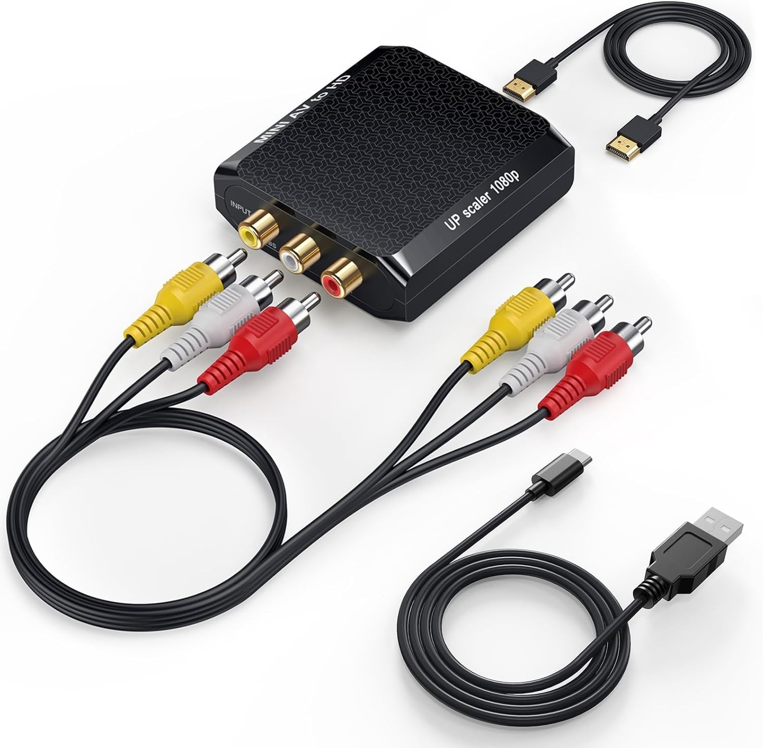 RCA to HDMI Converter, 1080P AV to HDMI Converter, Mini Composite CVBS Audio Vid