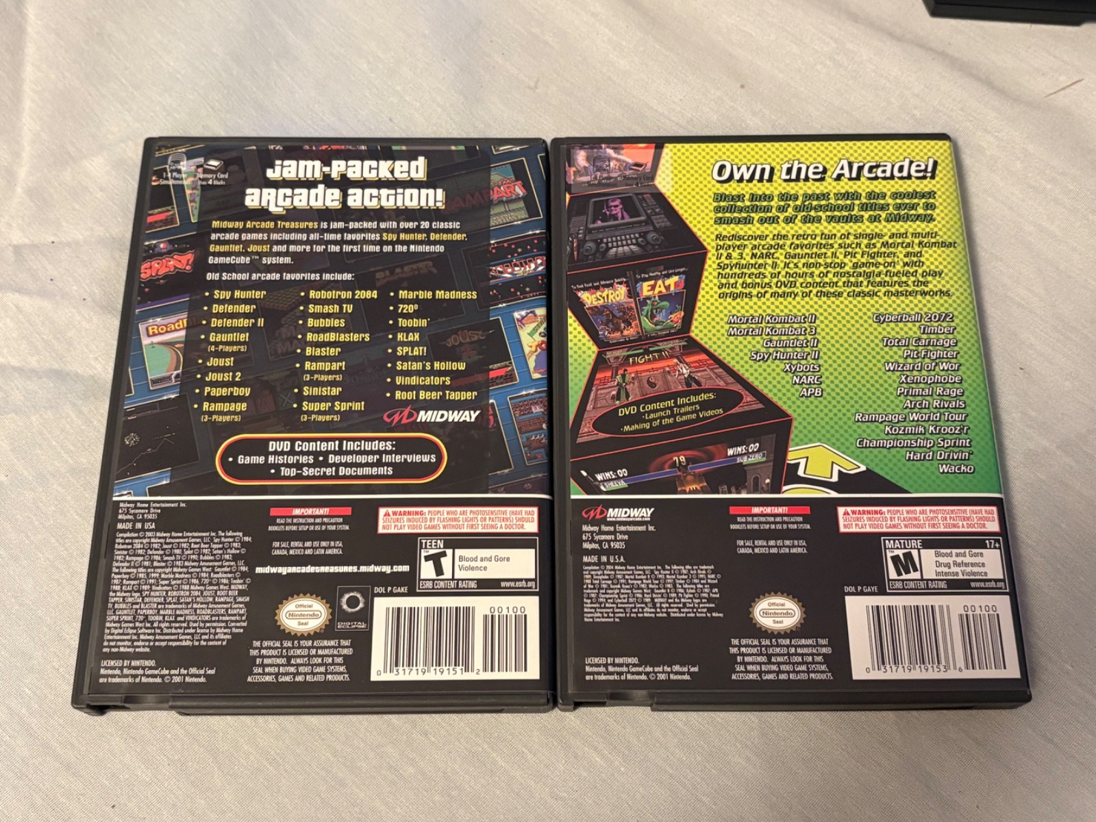 Midway Arcade Treasures 1 & 2 (Nintendo GameCube) CIB w/ Reg Cards – Minty Cond