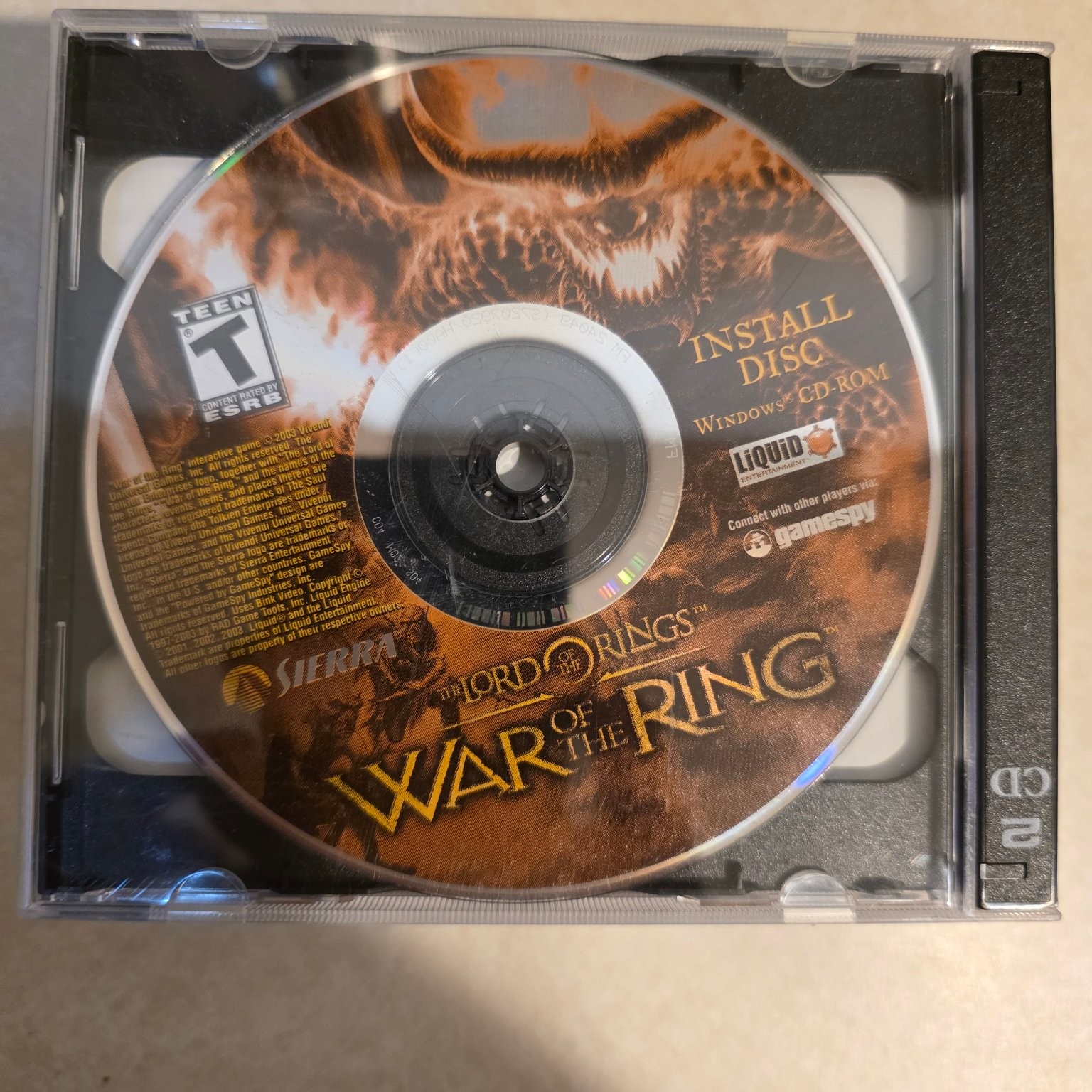 Lord of the Rings War of the Ring DVD Keep Case Windows PC Install Disc