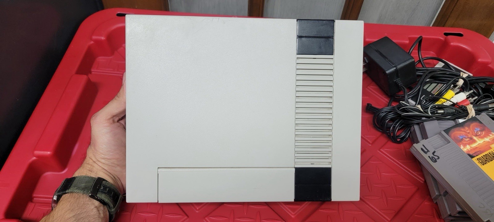 Nintendo NES Console Bundle Controller 4 Games Guardian Legend Joust Tested