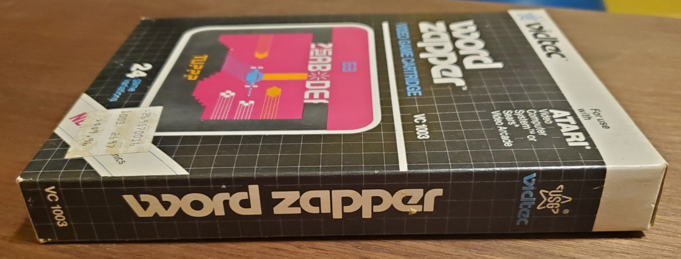 Word Zapper W/ Box + Manual ATARI 2600 1982 Vidtec Vintage Game Cartridge