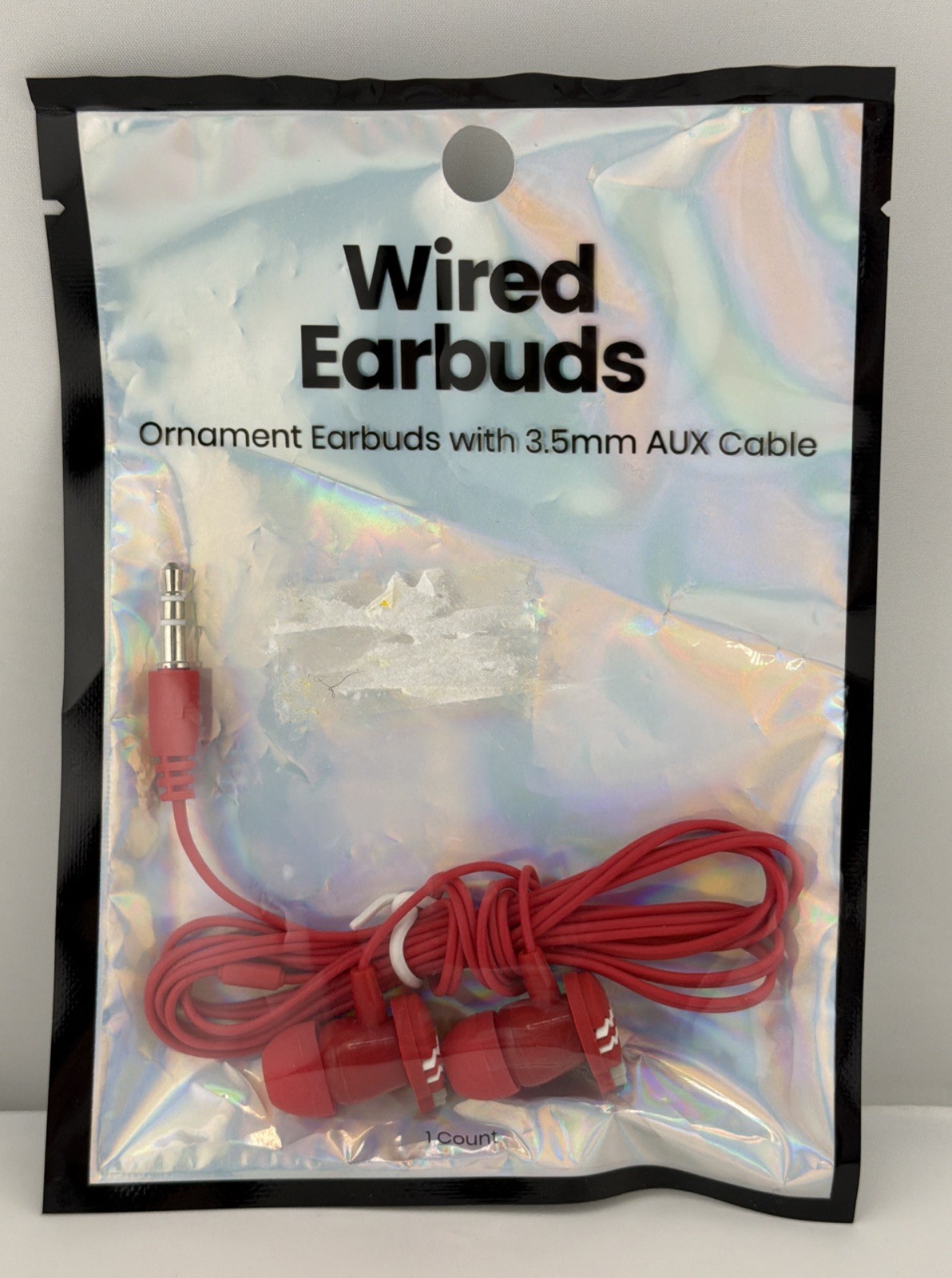 Universal 3.5mm Wired Earbuds Stereo Headphones In-Ear AUX Earphones Red Ornamen