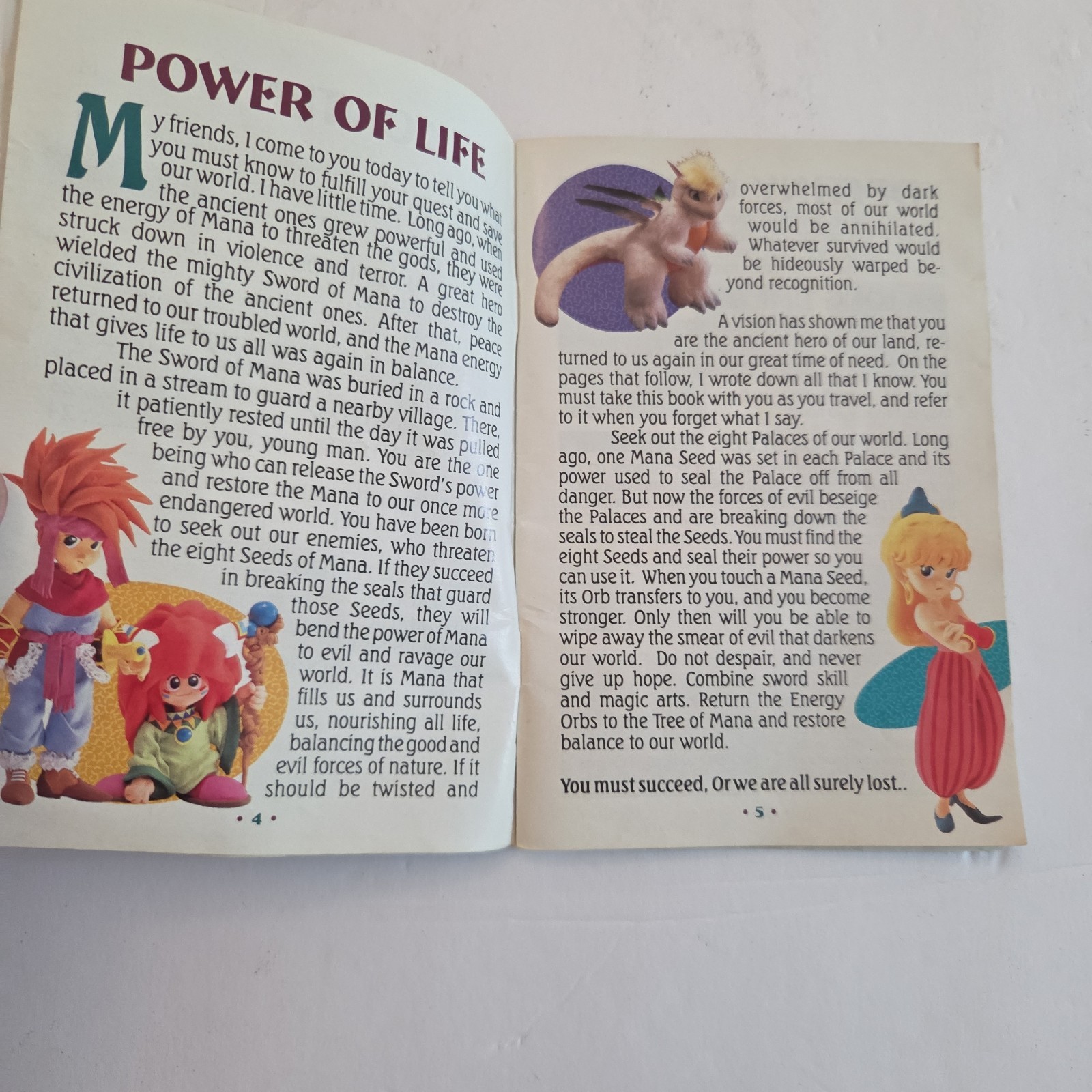 Secret of Mana SNES Super Nintendo, Instruction Manual Book Only