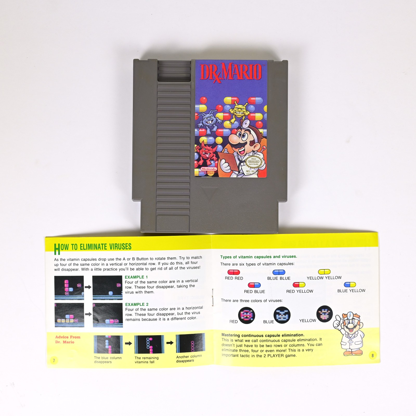 Dr. Mario Game Cartridge with Instruction Booklet Manual NES | Authentic