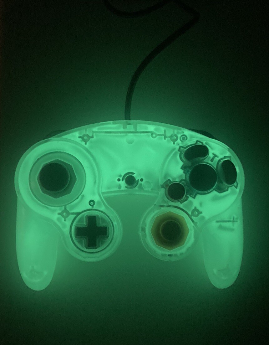 Nintendo GameCube Controller – Conductive WHITE (glow in the dark)