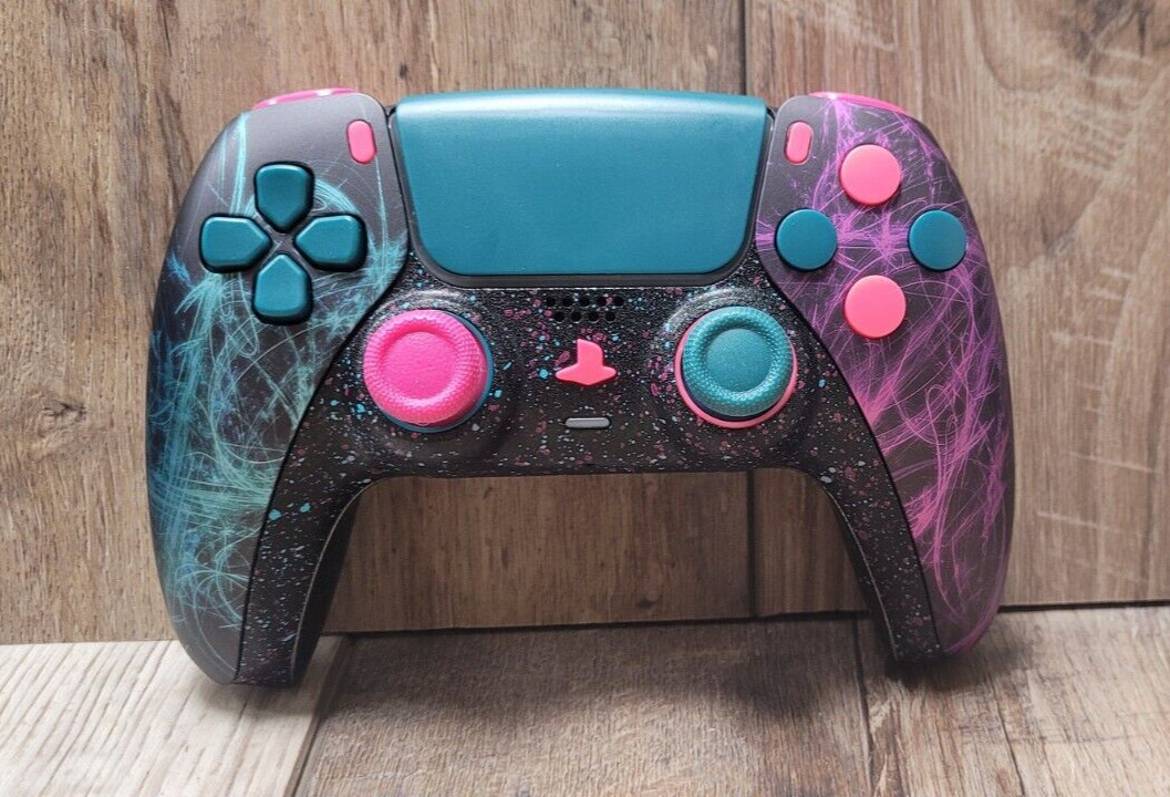 PLAYSTATION/PS5 CUSTOM MULTI COLOR SPLATTER & TEXTURED CONTROLLER💗