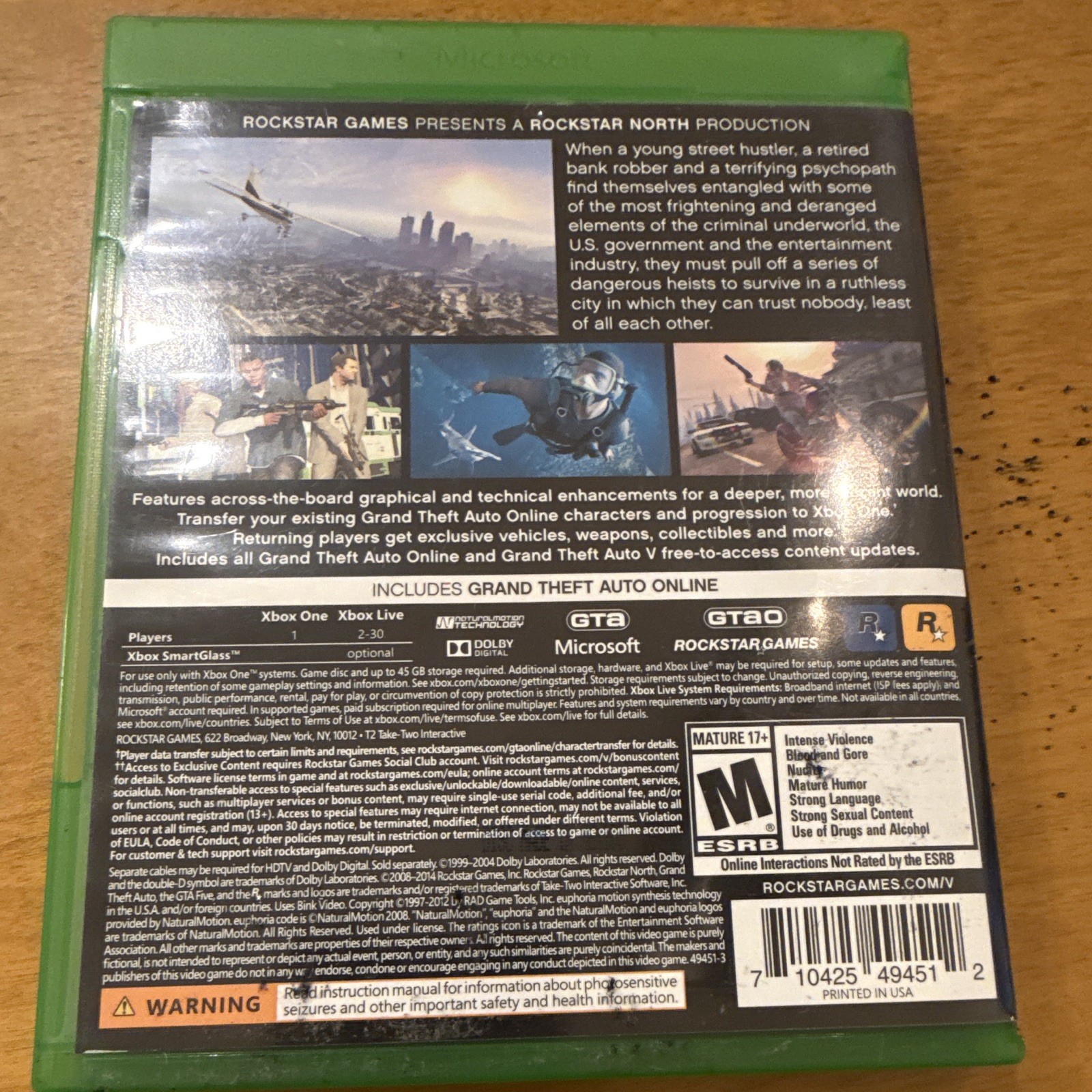 Grand Theft Auto V GTA 5 Grand Theft Auto Series Xbox One w/ Case & Manual