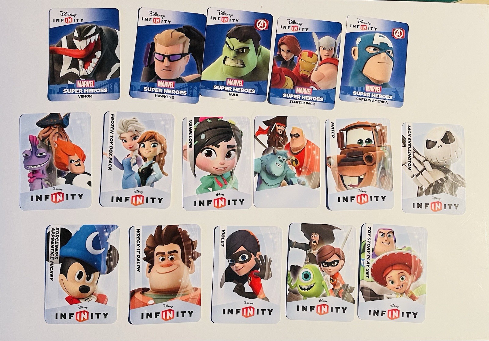 Disney Infinity /Marvel Superhero Character Card Lot Of 16