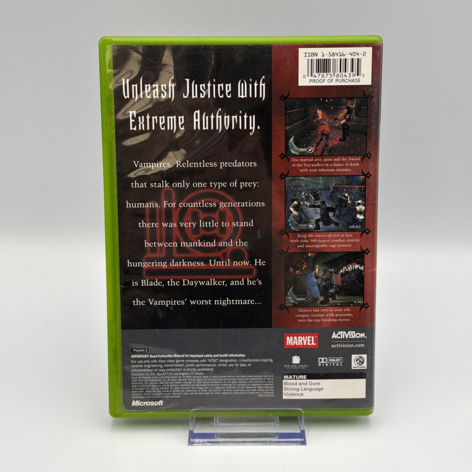 Blade II (Microsoft Xbox, 2002) CIB Complete w/Manual & Reg Card, Tested & Works