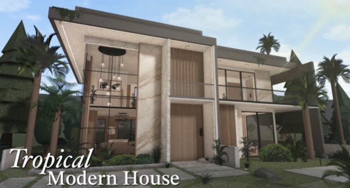 TROPICAL MODERN HOUSE BLOXBURG.CHECK DESCRIP.FAST BUILDER FOR CHEAP PRICE