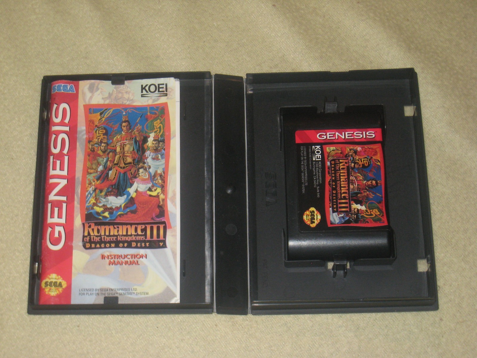 Romance III: Dragon Complete (No Map) for Sega Genesis. Authentic. Clean/Test.