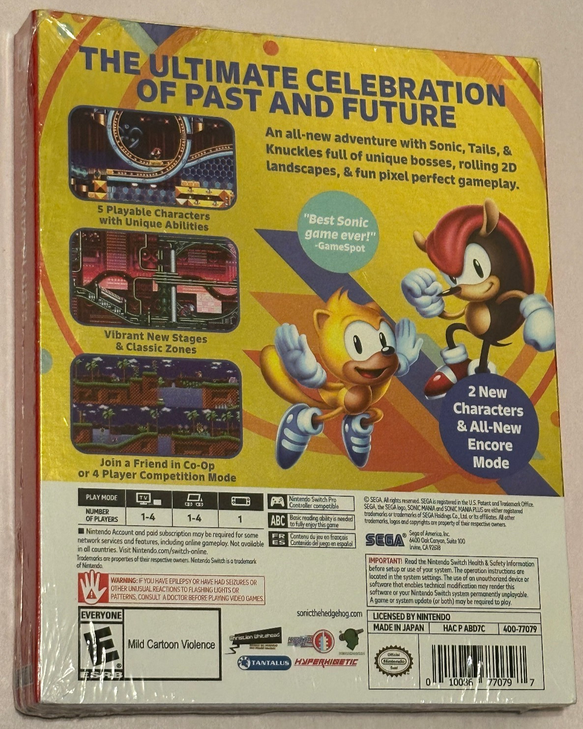 Sonic Mania Plus (Nintendo Switch) Gold Foil Cover with Artbook *NEW, SEALED*