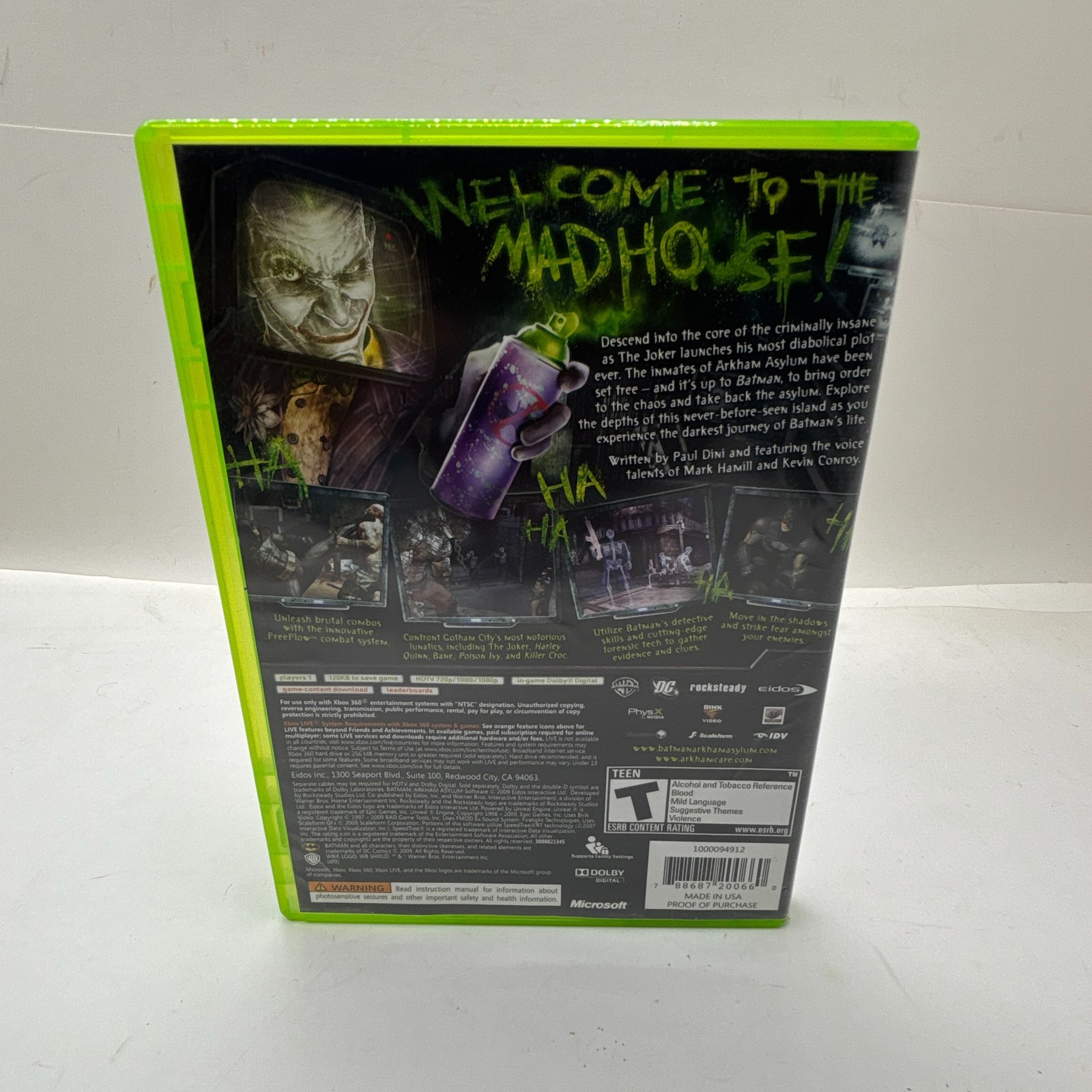 Batman: Arkham Asylum (Microsoft Xbox 360, 2009) Rocksteady Warner Bros.