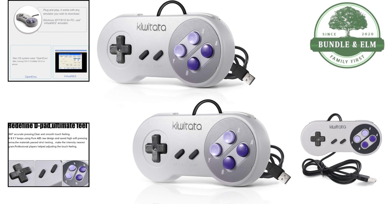 Classic 2-Pack SNES USB Game Controllers – Play on PC, Mac & Raspberry Pi