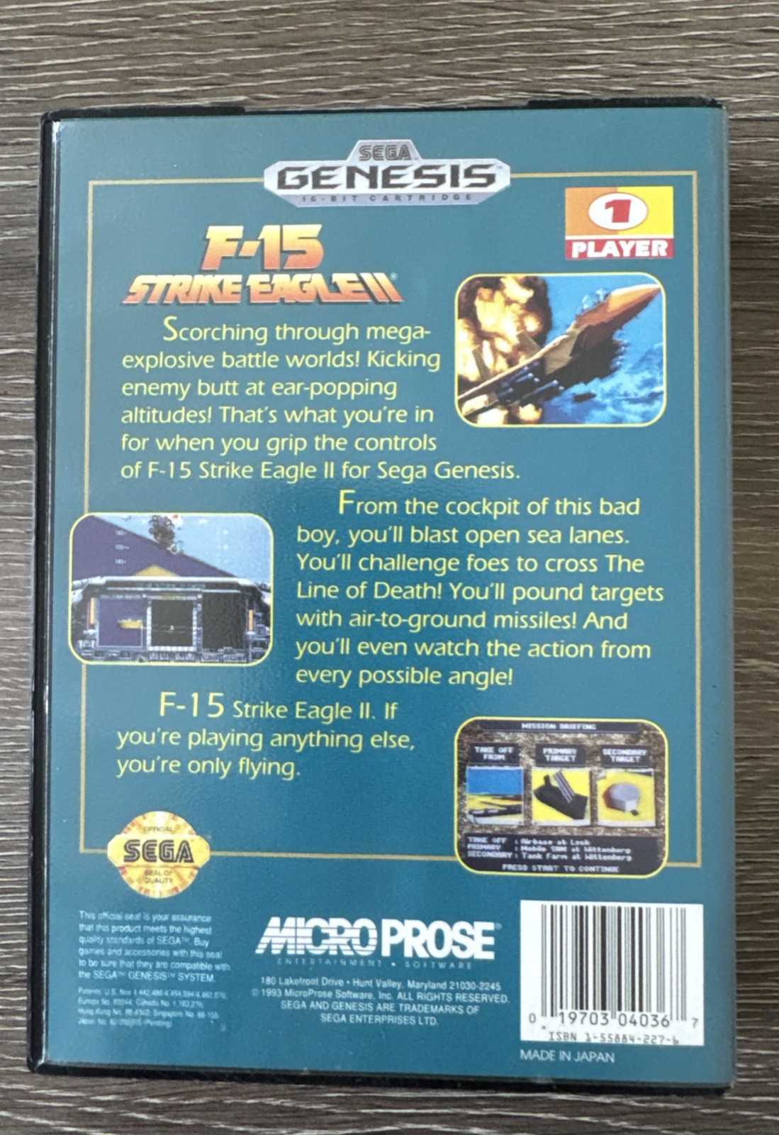 F-15 Strike Eagle II (Sega Genesis, 1993) Micro Prose Warranty Form No Manual