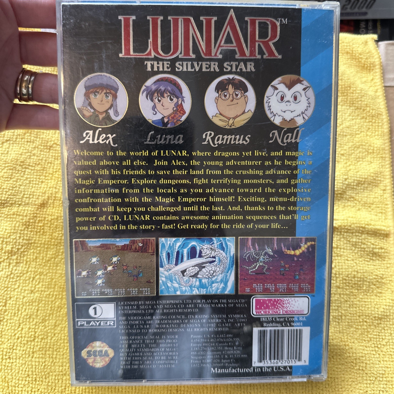 Lunar: The Silver Star (Sega CD, 1993) Case, CD And Manual No Reg