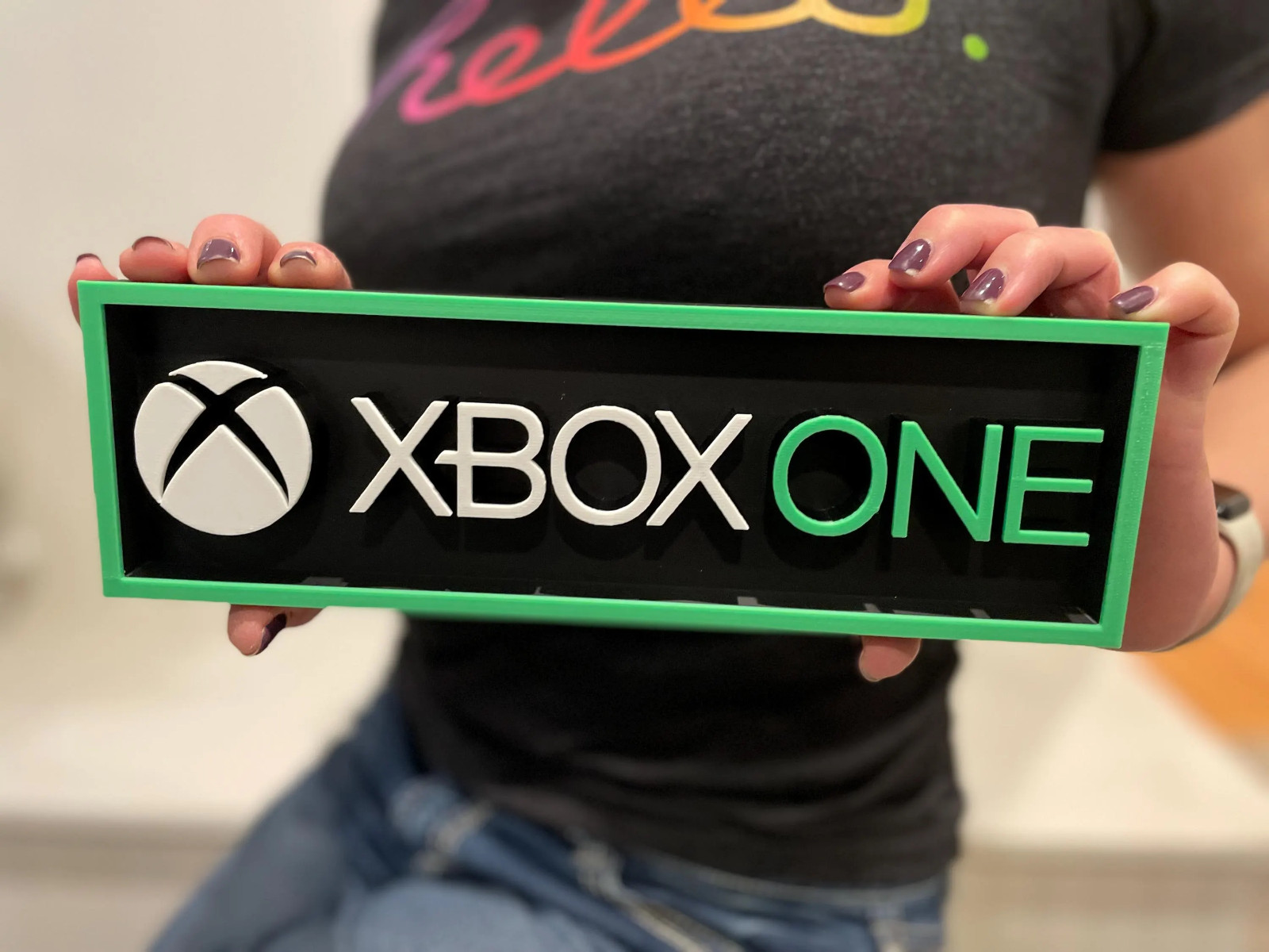 XBOX ONE 3D printed game console placard, multi-color