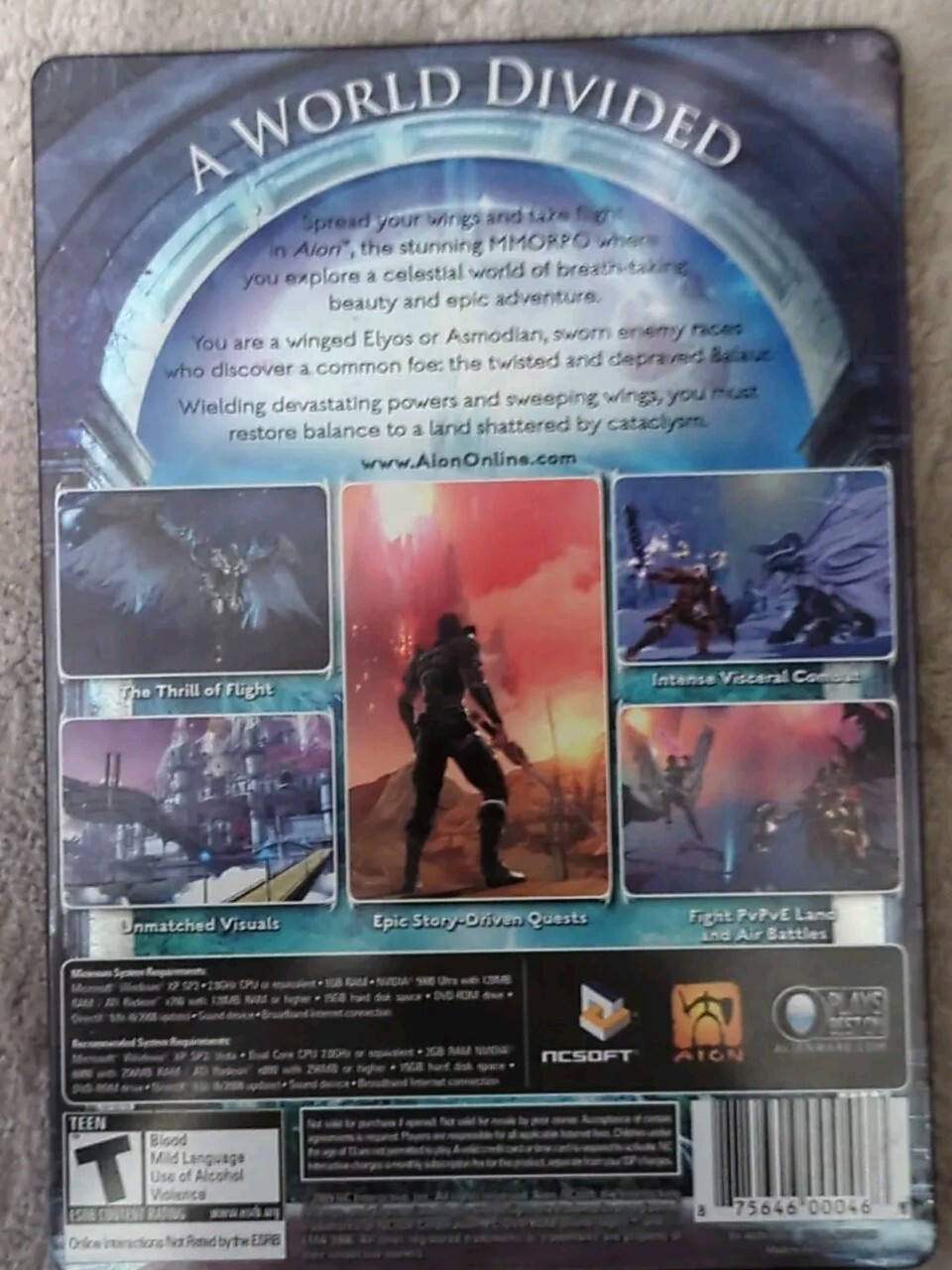 Aion Online PC Computer Video Game Set Collector’s Tin Edition Ncsoft
