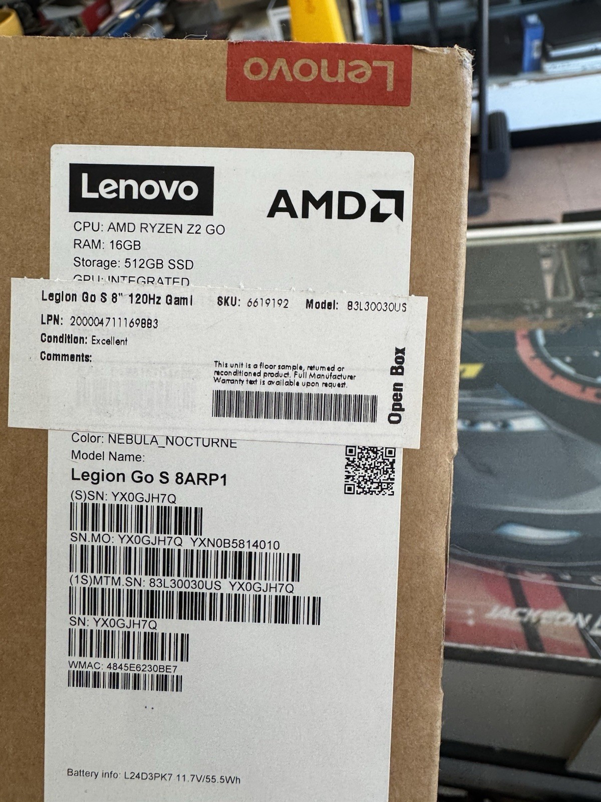 Lenovo Legion Go S 8ARP1 512GB Handheld Gaming PC Windows 11 Blue Tested