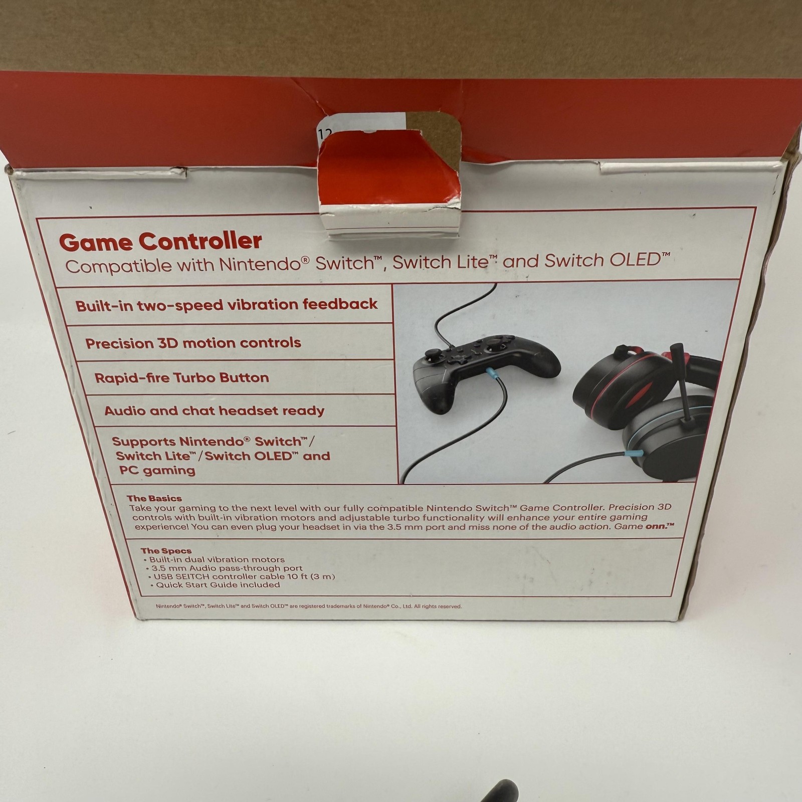 Onn Game Controller Nintendo Switch Switch Lite OLED Wired 10ft Black Gamepad