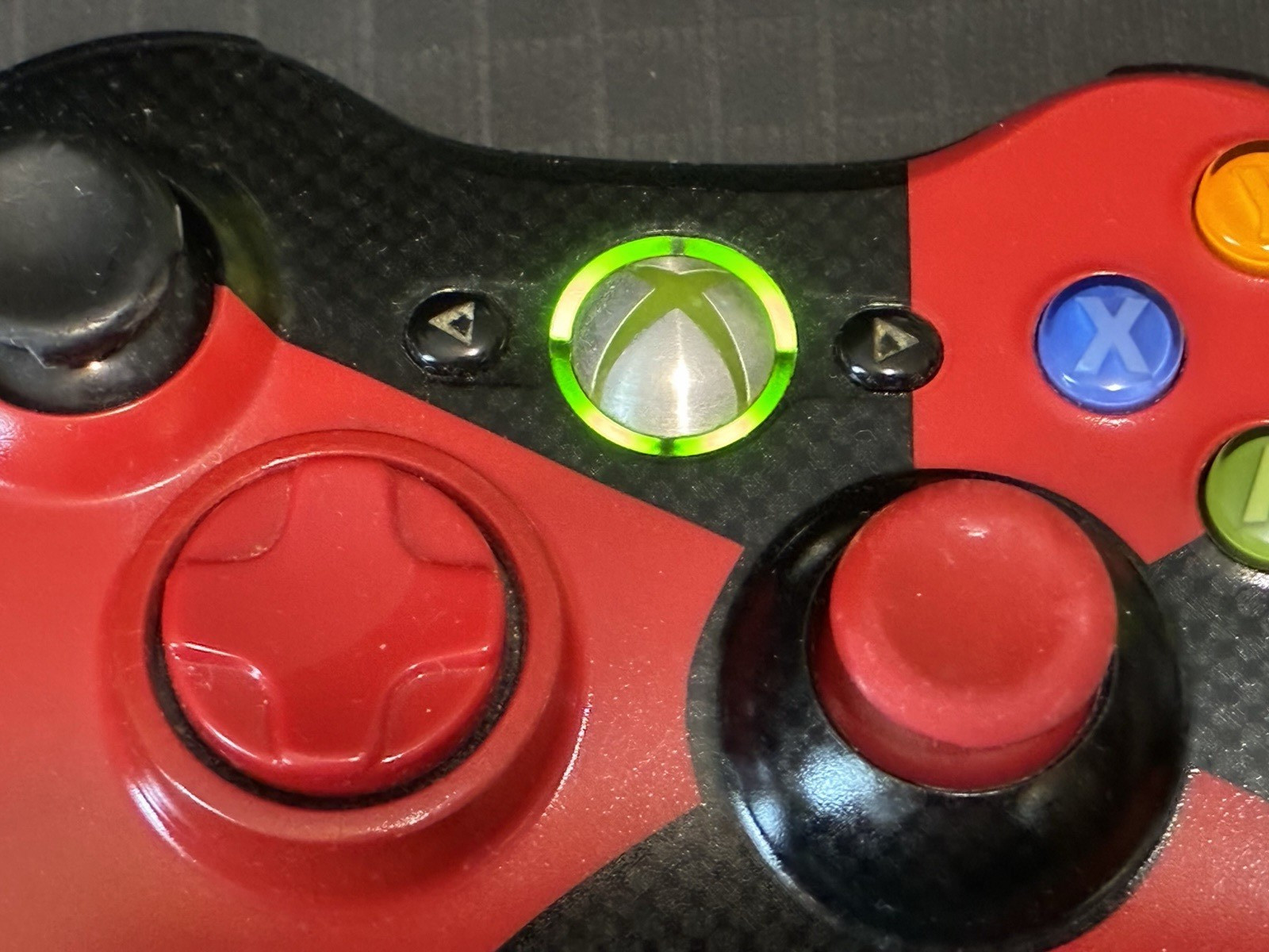Microsoft Xbox 360 Controller Radioactive Black Red Lights Up Untested
