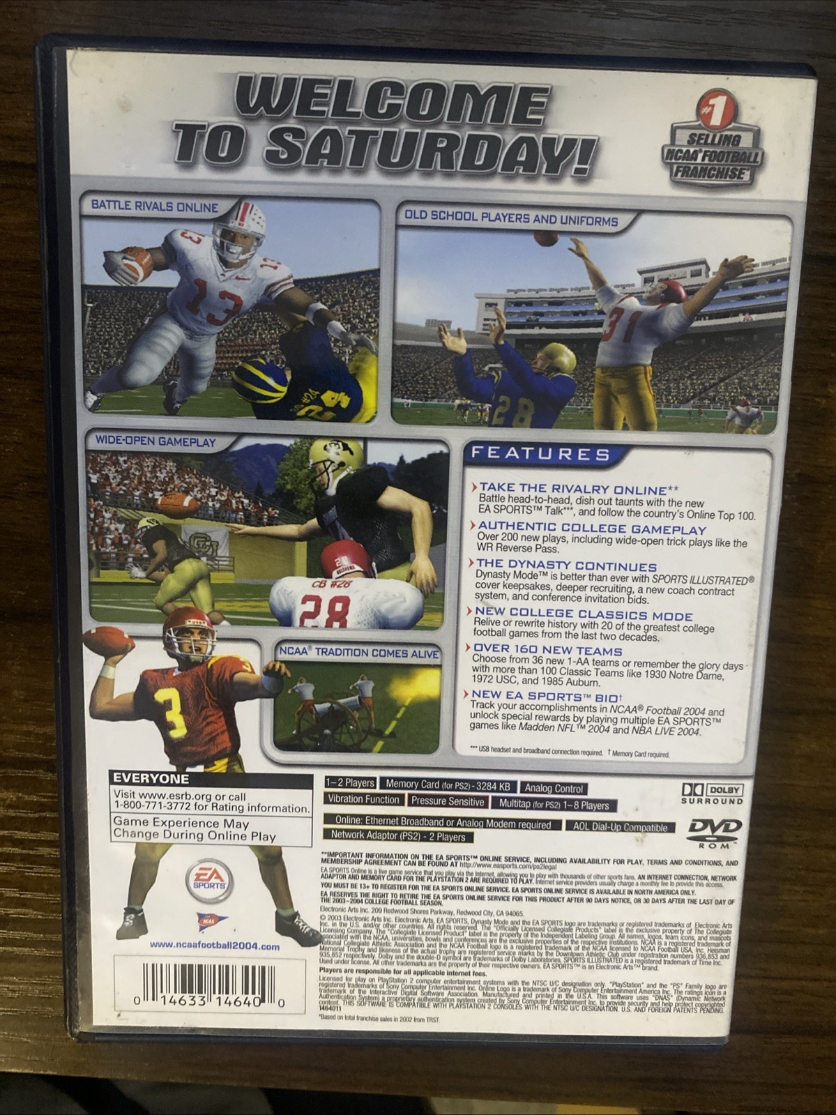 NCAA Football 2004 for Sony Playstation 2 (PS2) – Box/Manual, working shape!