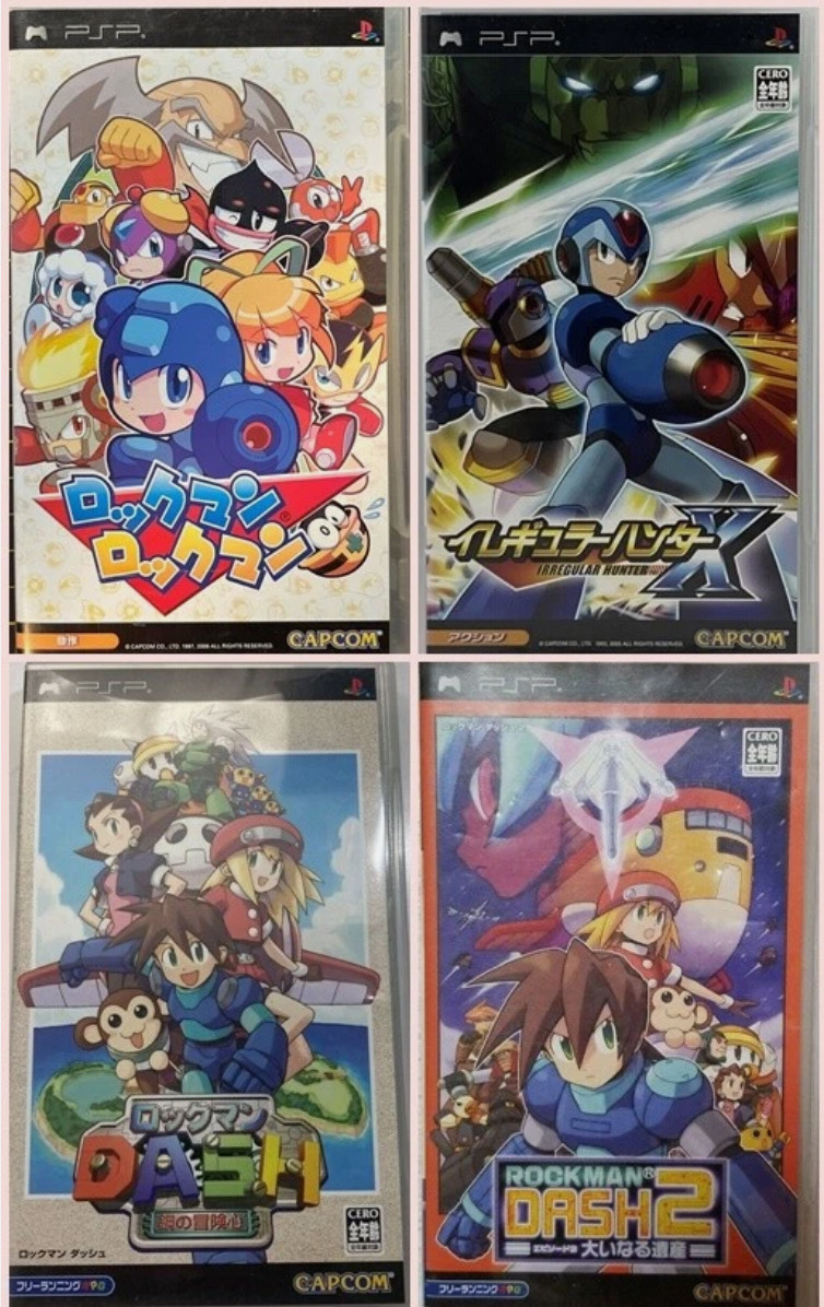 Megaman PSP Lot 4 Set Rockman Dash 1 2 Irregular hunter X Sony